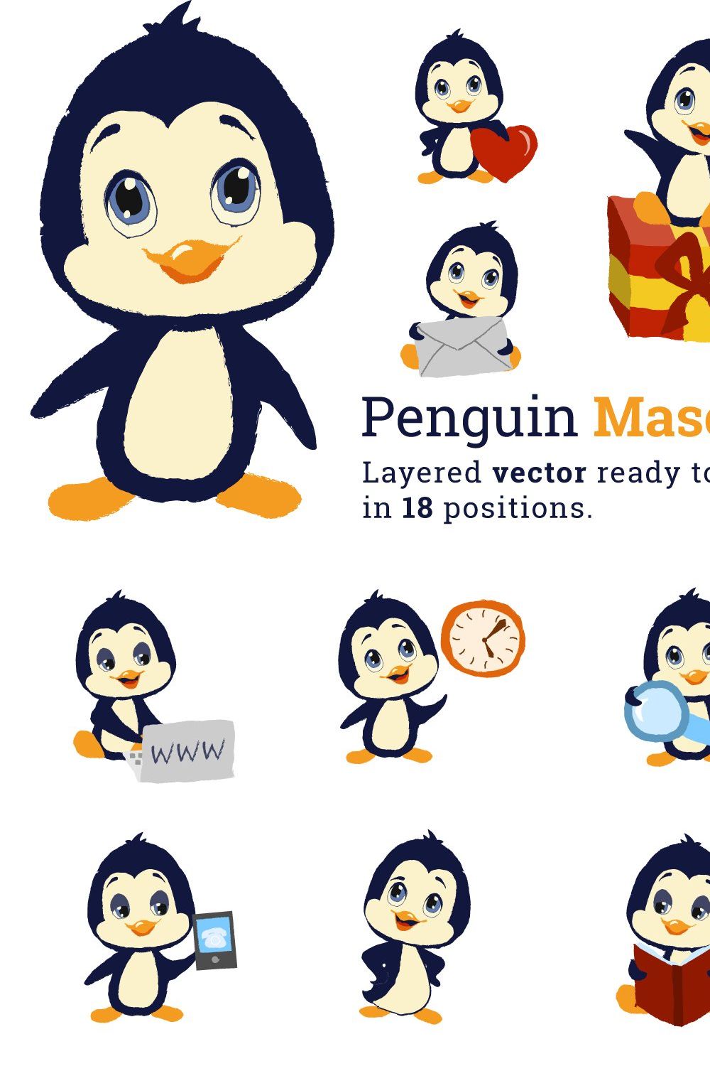 Penguin Mascot pinterest preview image.