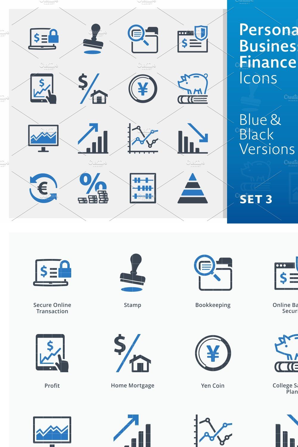 Personal & Business Finance Icons 3 pinterest preview image.