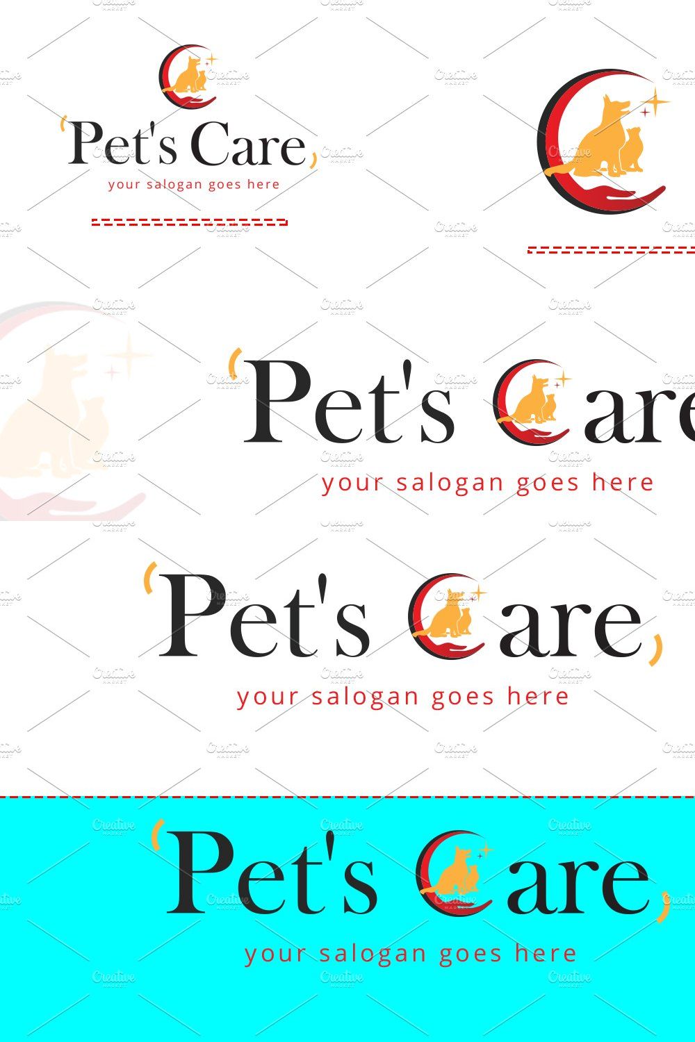 Pet care logo template pinterest preview image.