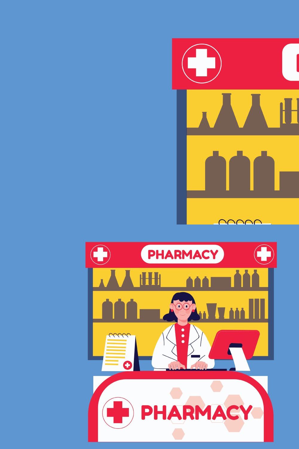 Pharmacist Illustration pinterest preview image.