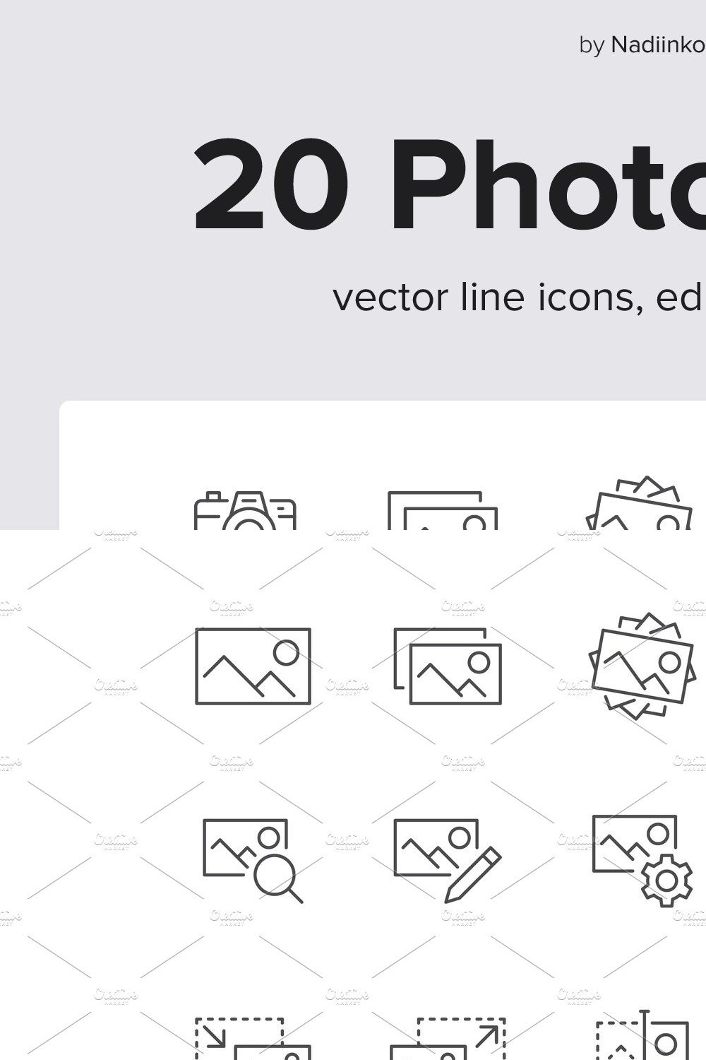 Photo Line Icons pinterest preview image.