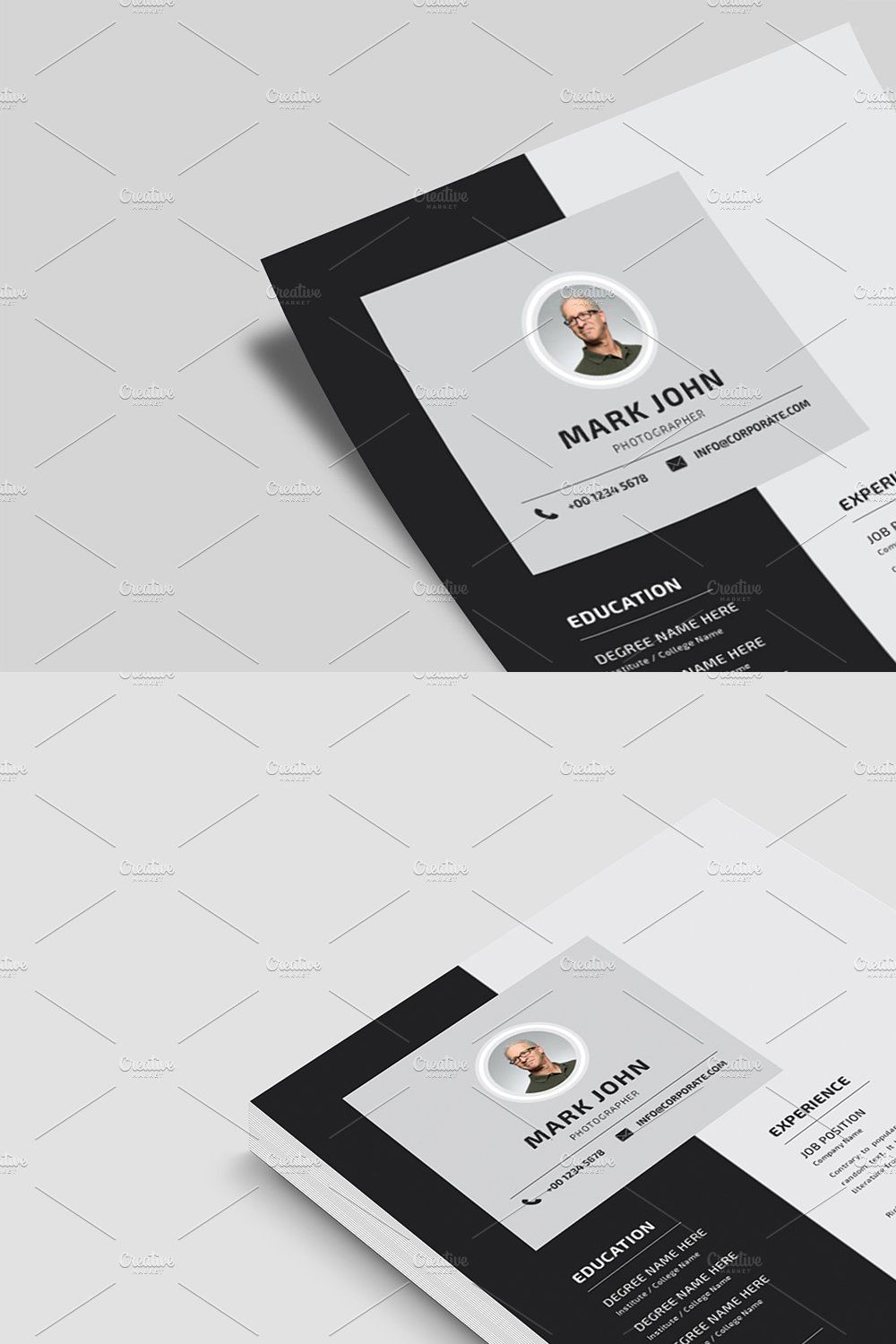 Photographer Resume Template pinterest preview image.