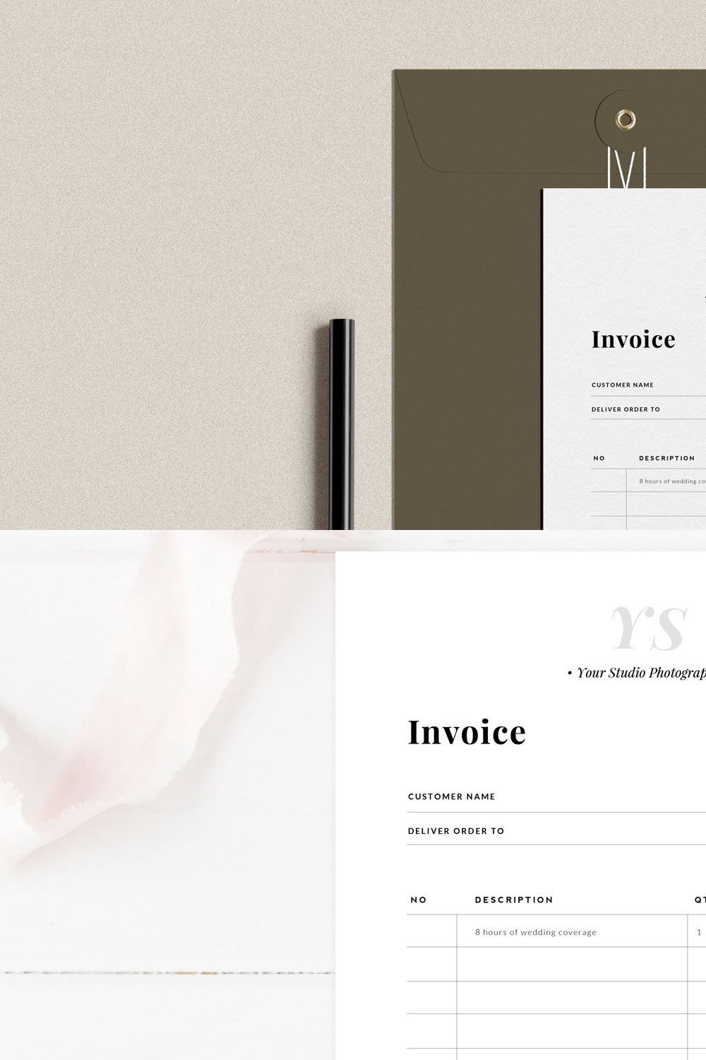 Photography Invoice Template pinterest preview image.
