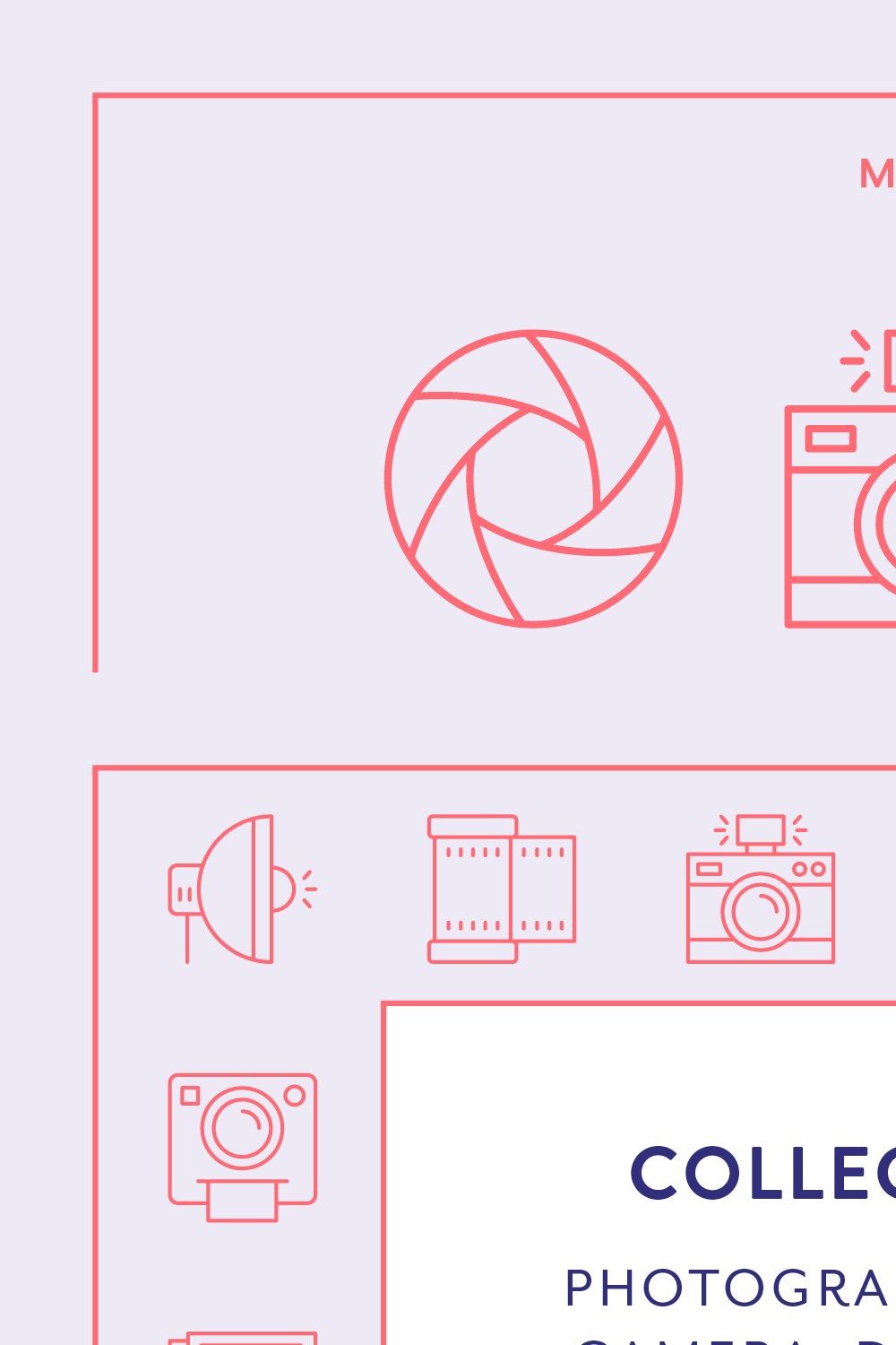 Photography Line Icons pinterest preview image.