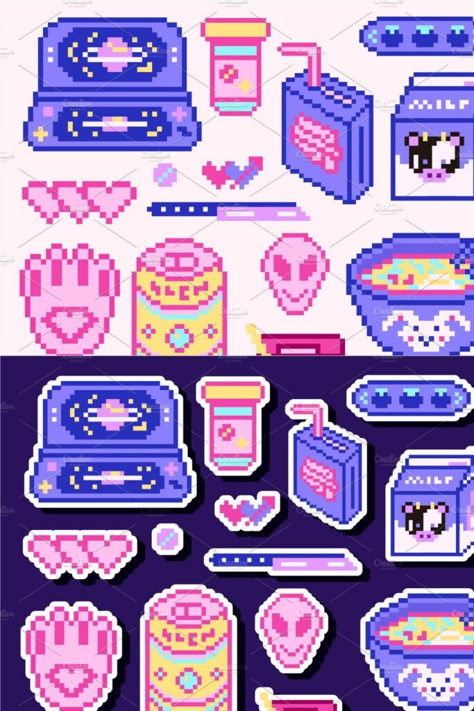 Pixel art 8 bit icons. Video arcades – MasterBundles