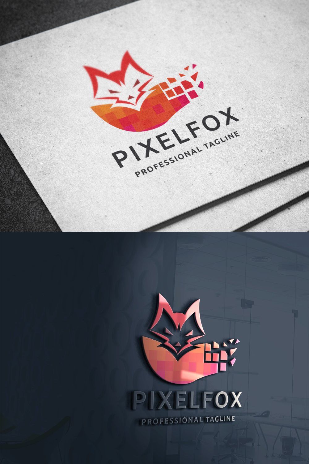 Pixel Fox Logo pinterest preview image.