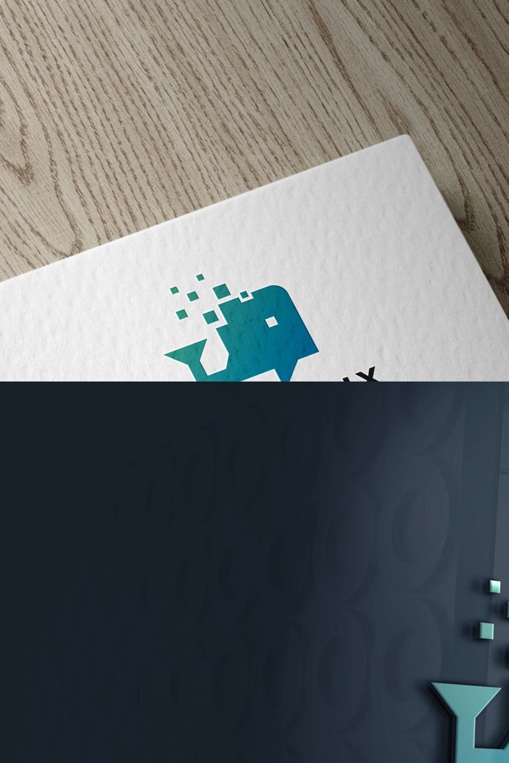 Pixel Whale Logo Template pinterest preview image.