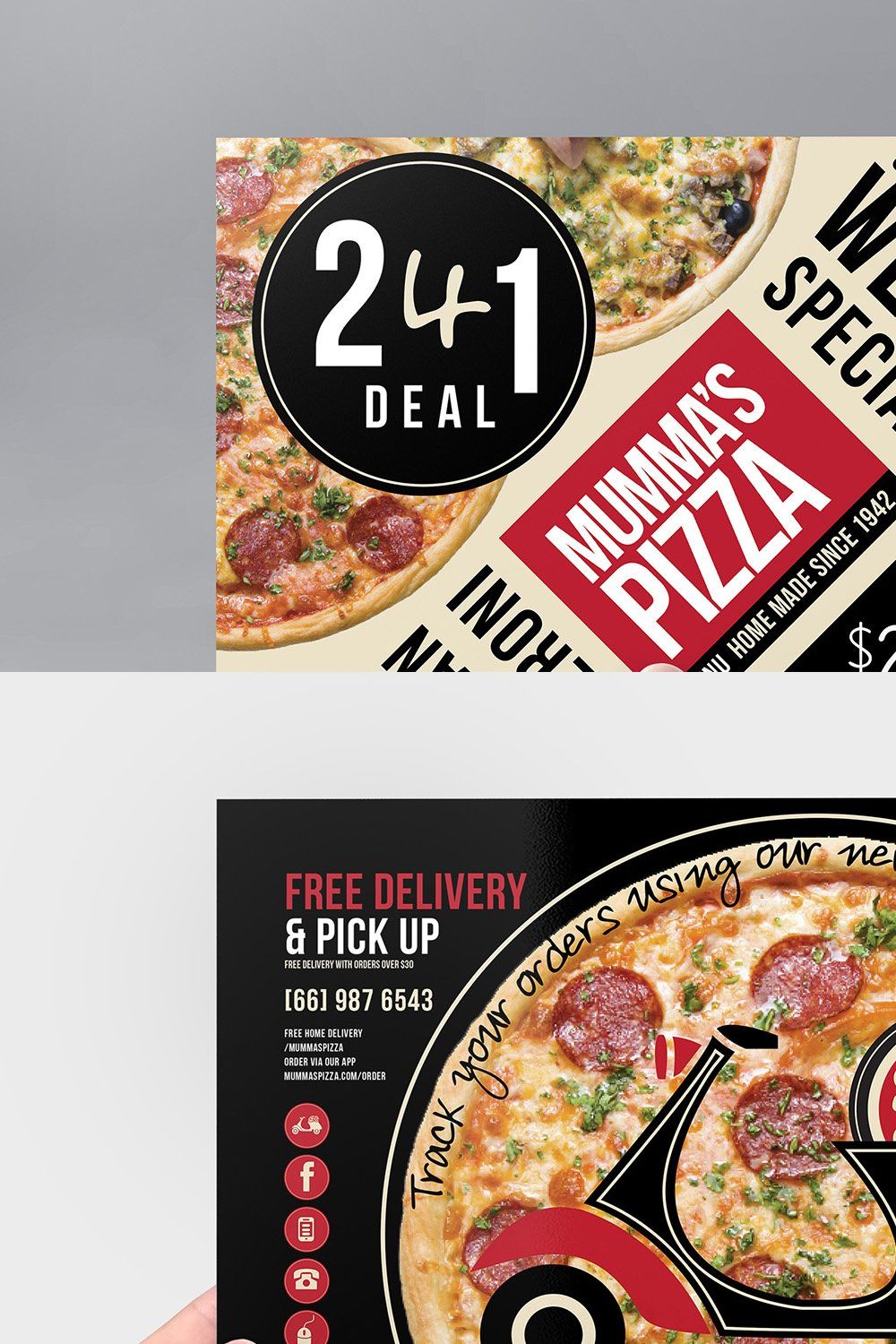 Pizza Menu Flyer Template pinterest preview image.