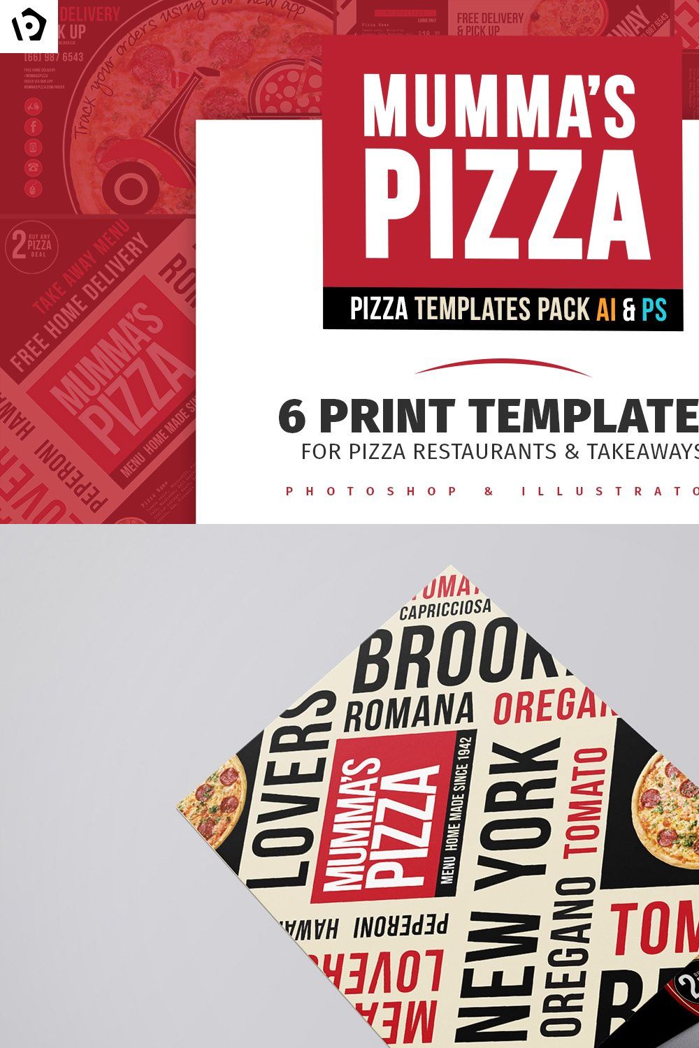 Pizza Menu Template Pack pinterest preview image.