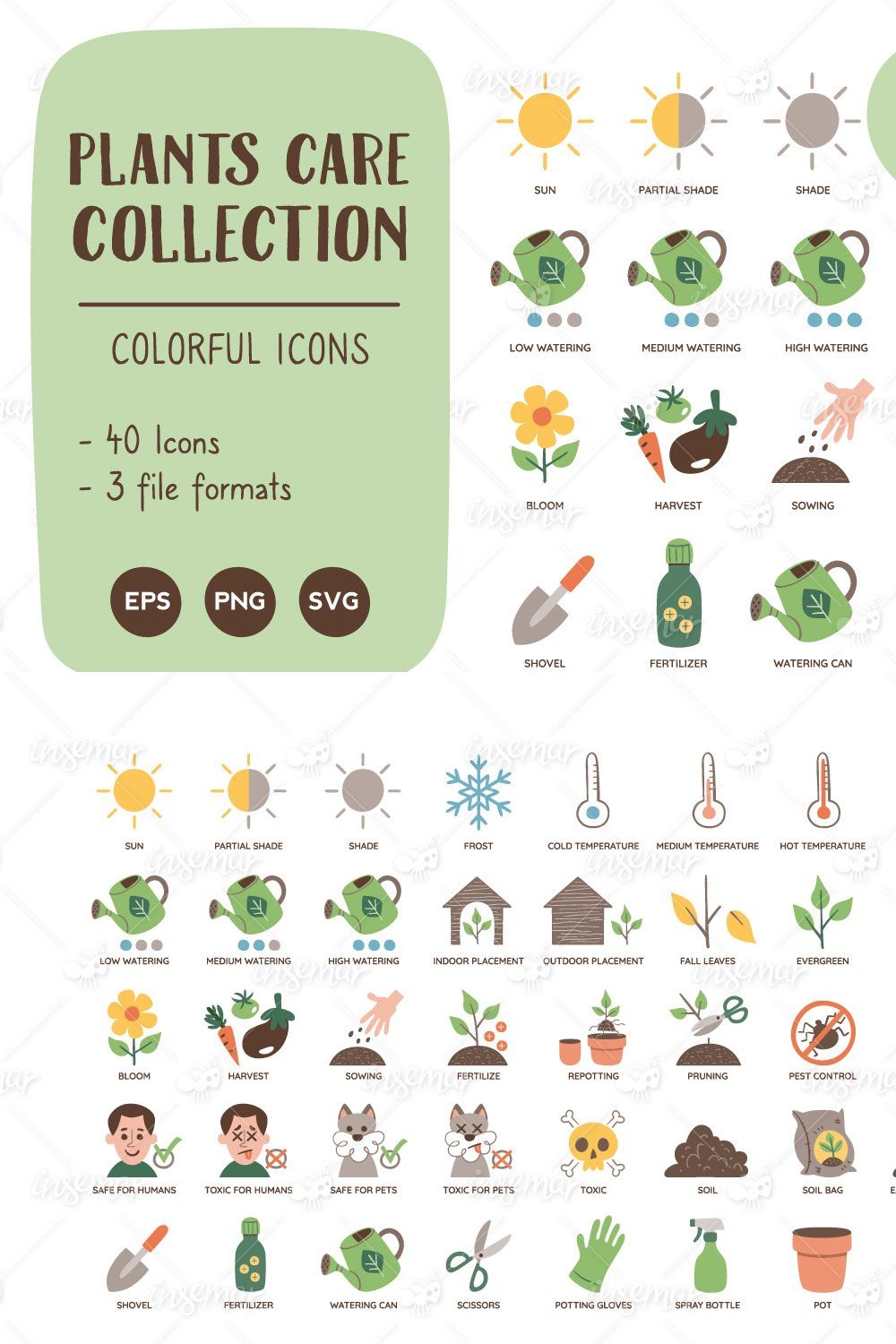 Plants Care Icons pinterest preview image.