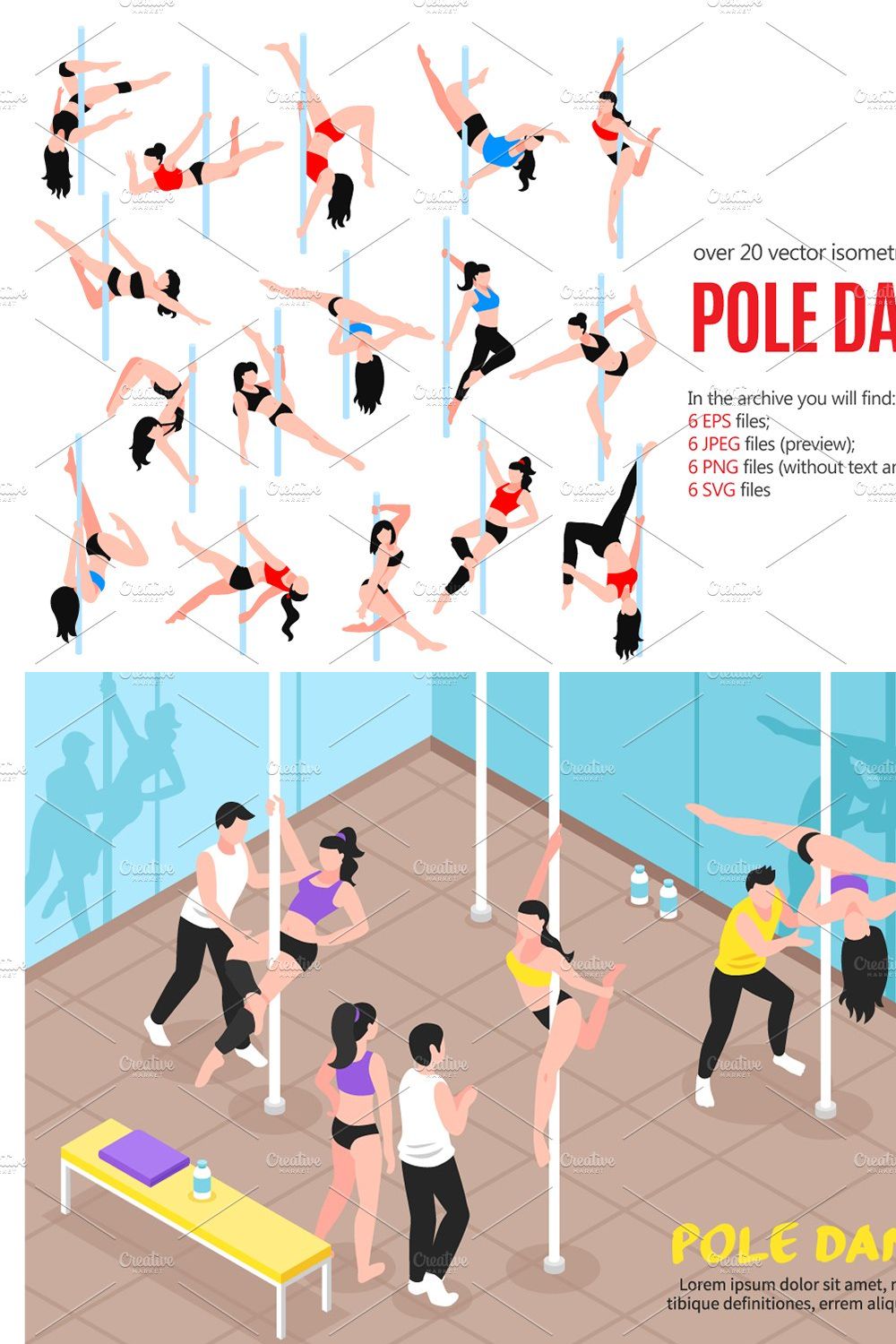 Pole Dance Isometric pinterest preview image.