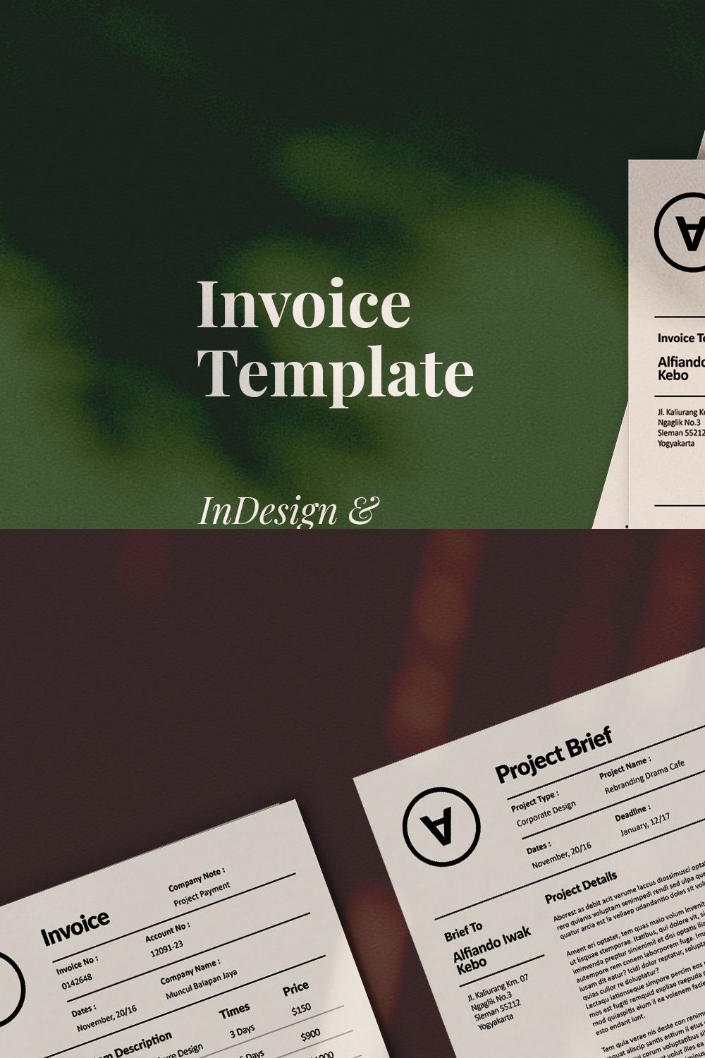 Polem Invoice Template (Indd+MsWord) pinterest preview image.