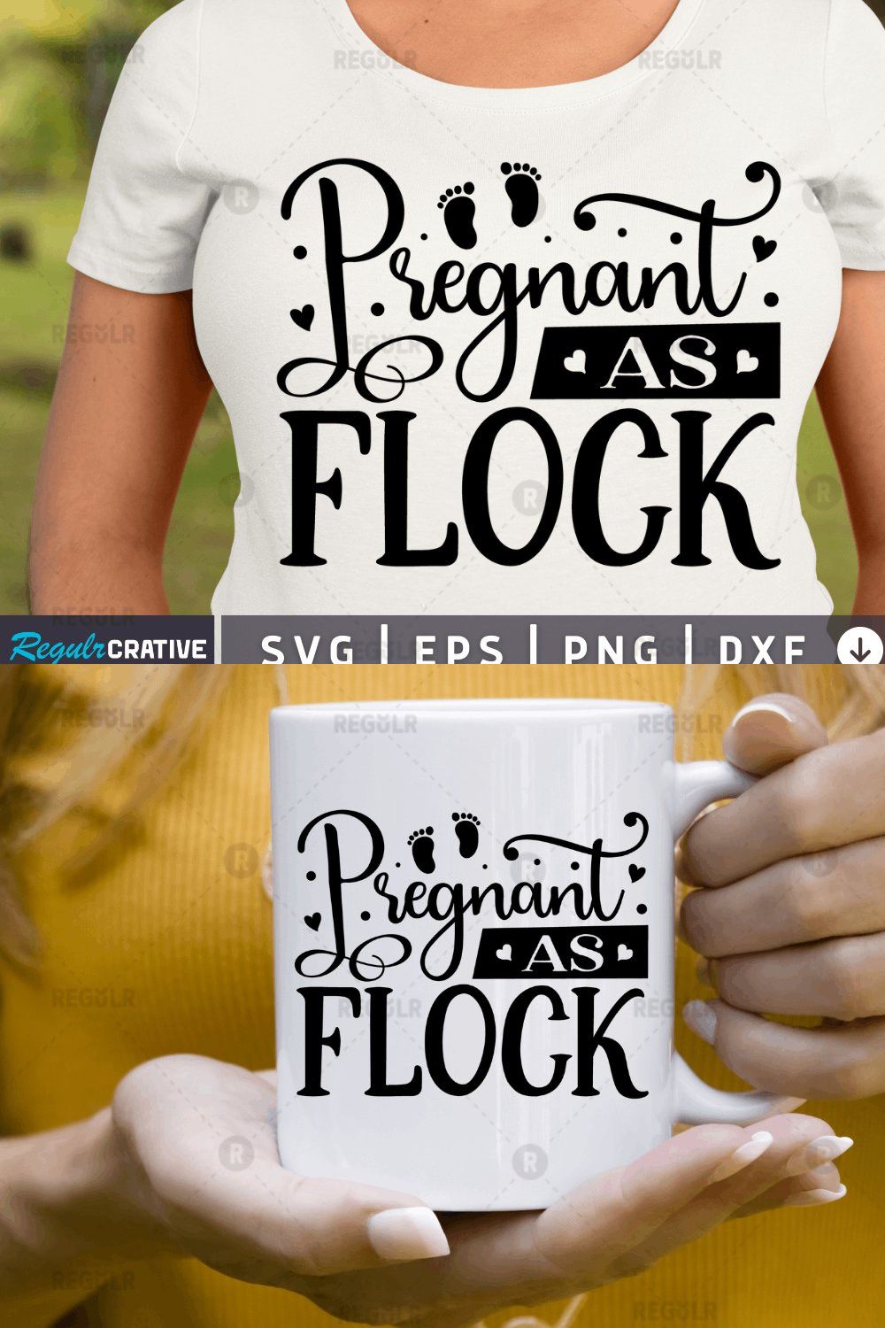 Pregnant as flock SVG pinterest preview image.