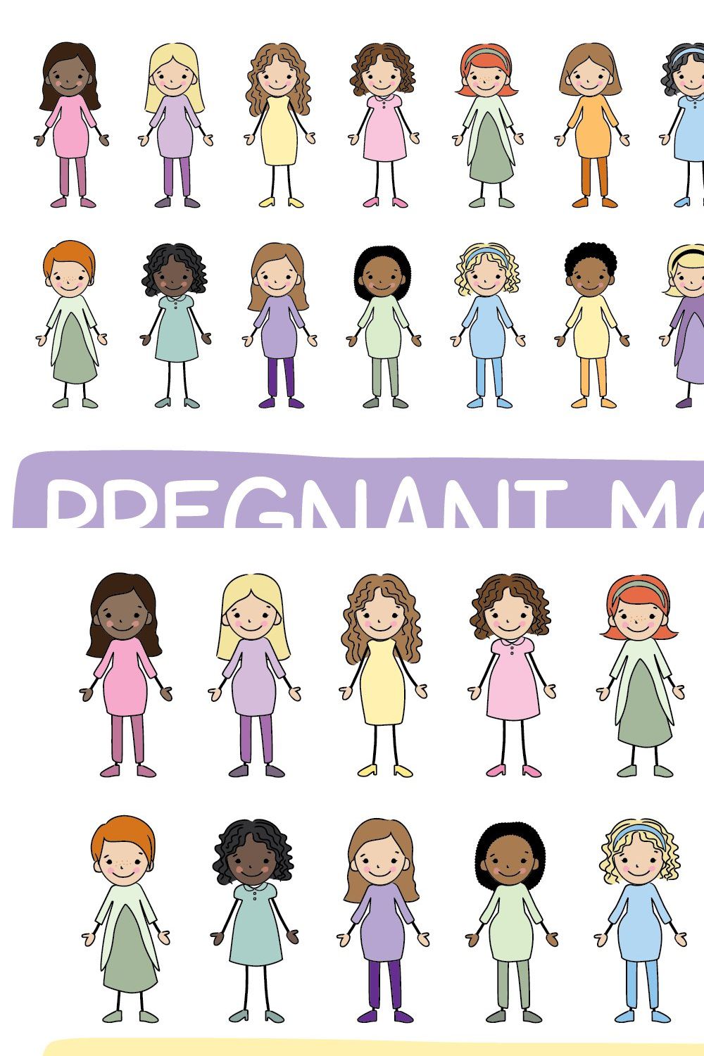 Pregnant Mama Stick Figure Cliparts pinterest preview image.