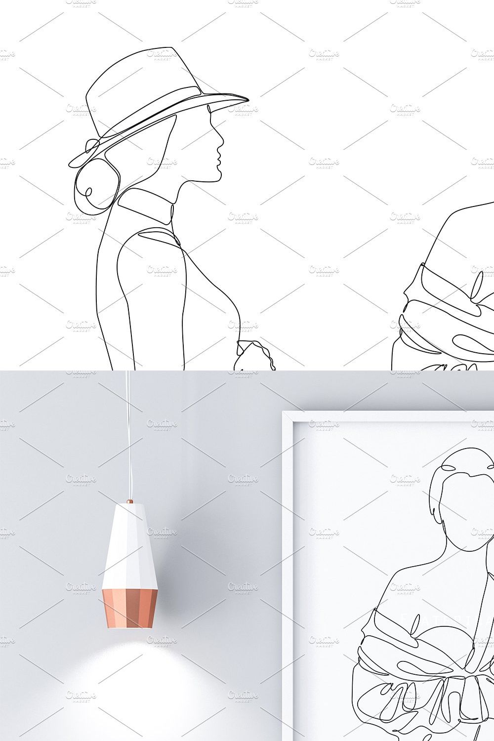 Pregnant Woman One Line Art pinterest preview image.