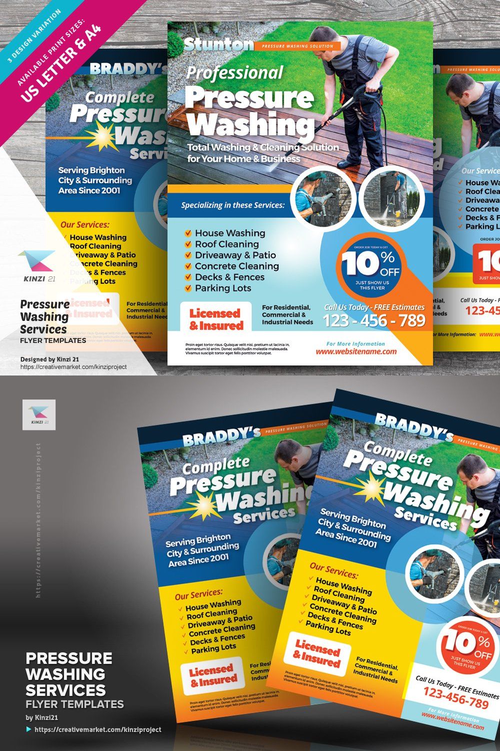 Pressure Washing Services Flyers pinterest preview image.