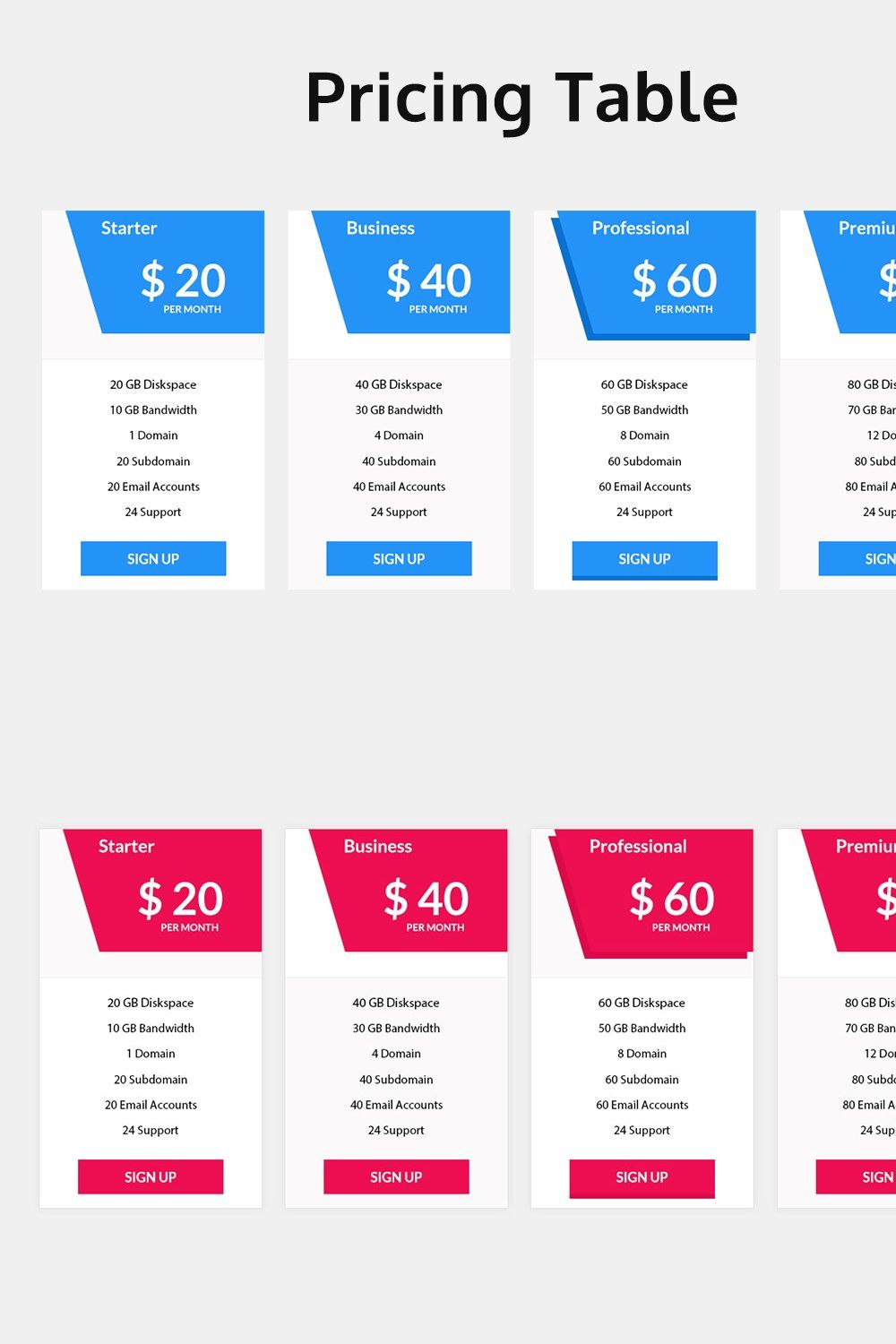 Pricing Table pinterest preview image.