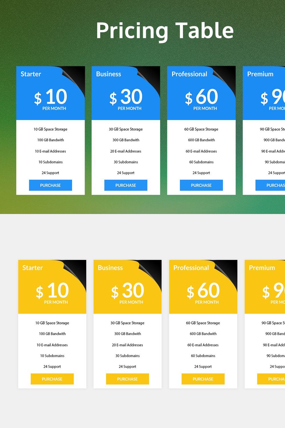 Pricing Table pinterest preview image.