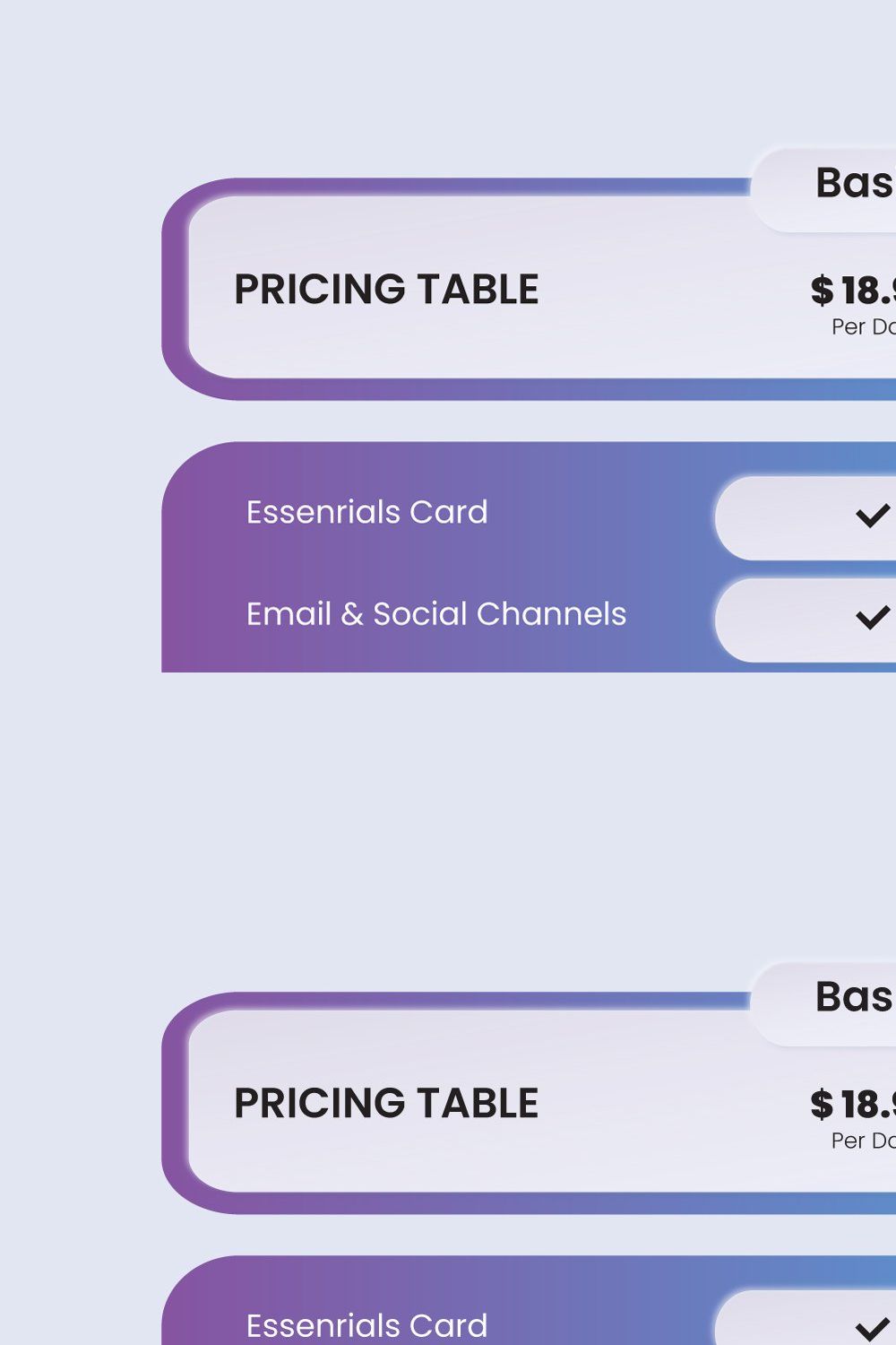 Pricing Table Template pinterest preview image.