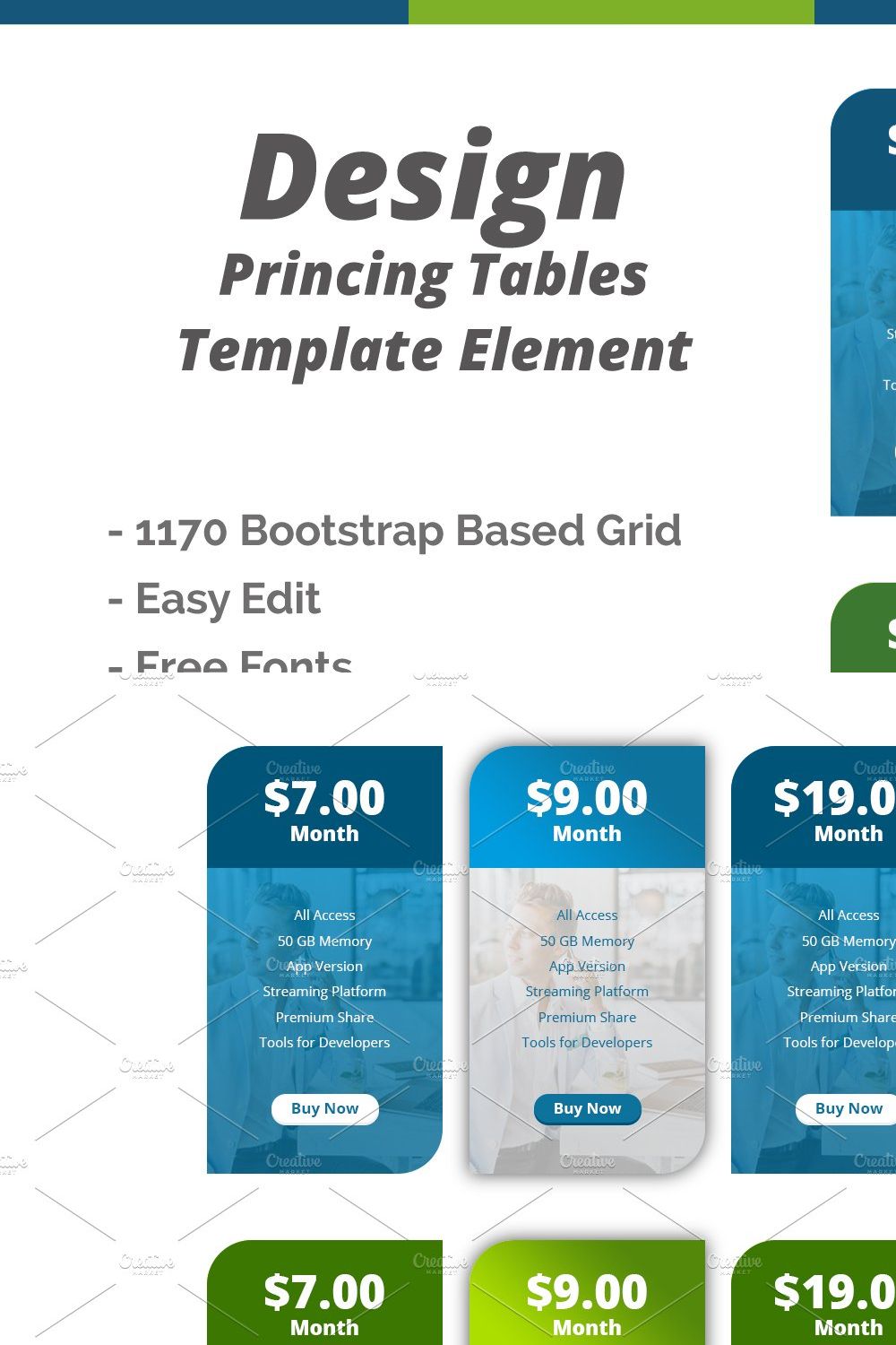 Pricing Tables Design pinterest preview image.