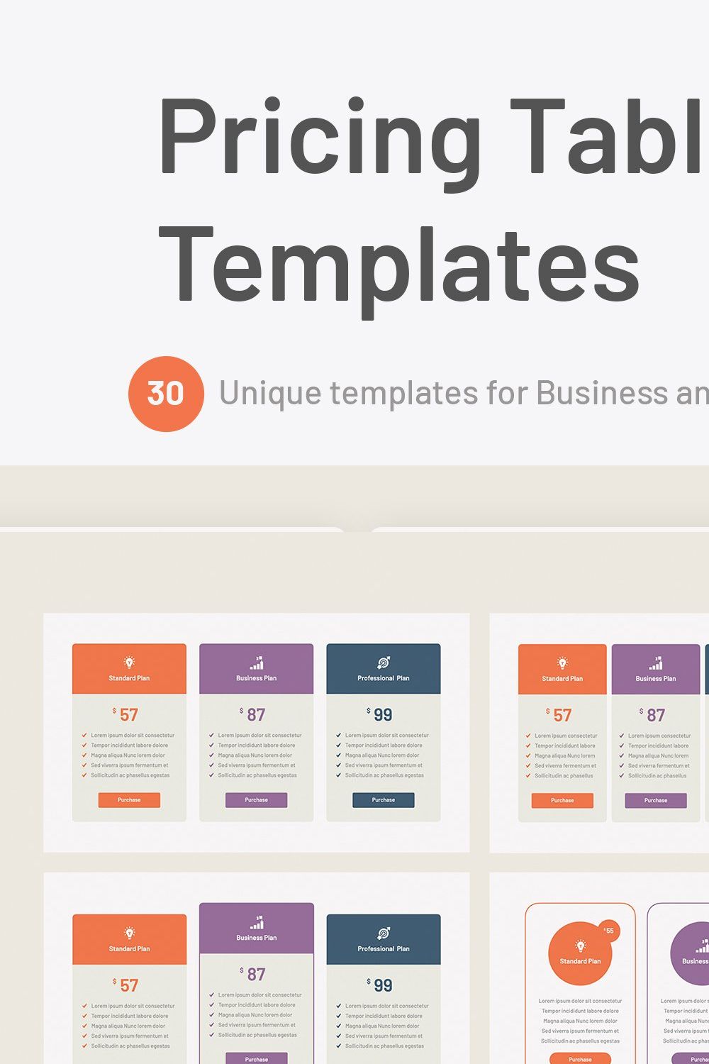 Pricing Tables Keynote Templates pinterest preview image.