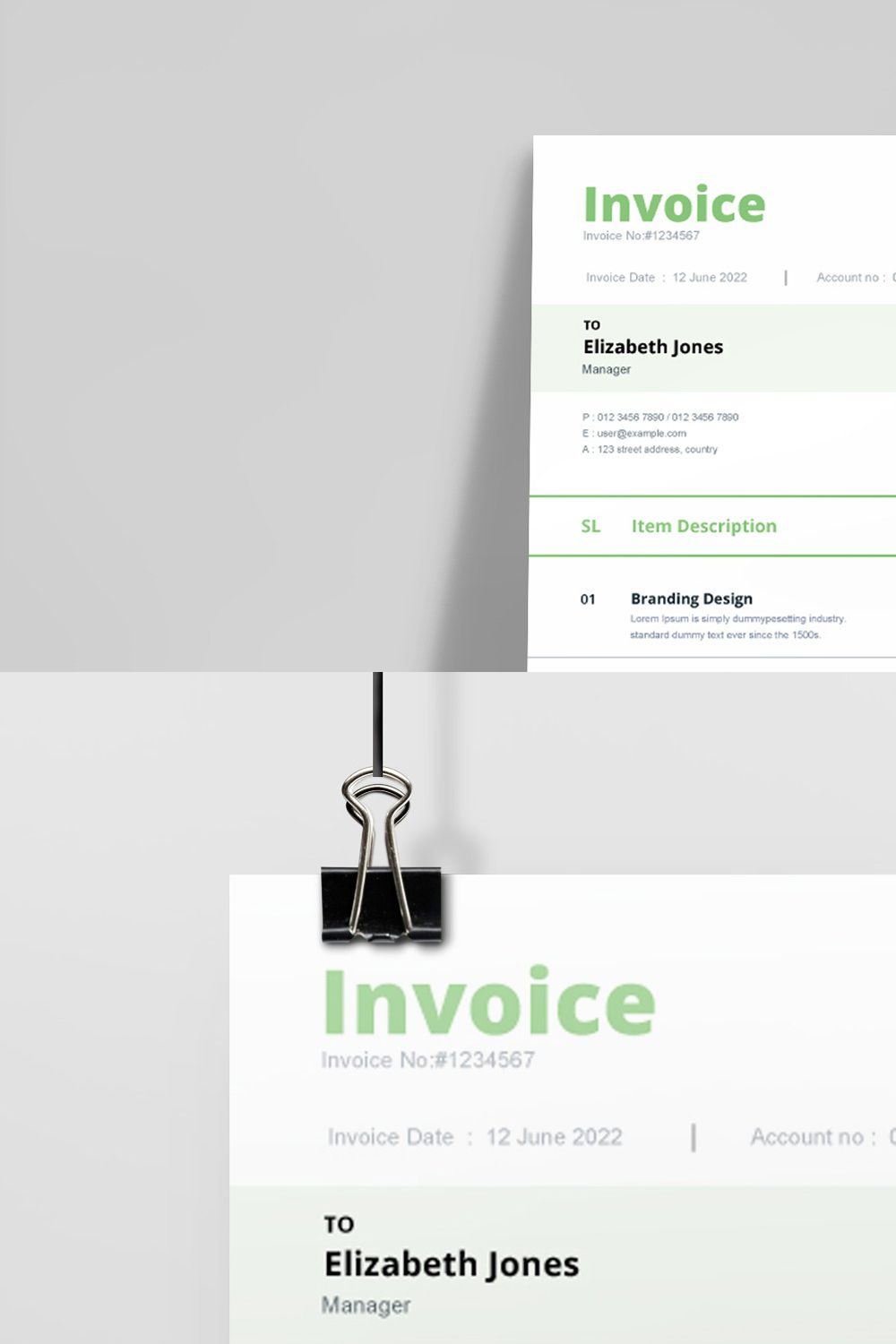 Printable Invoice Layout Template pinterest preview image.