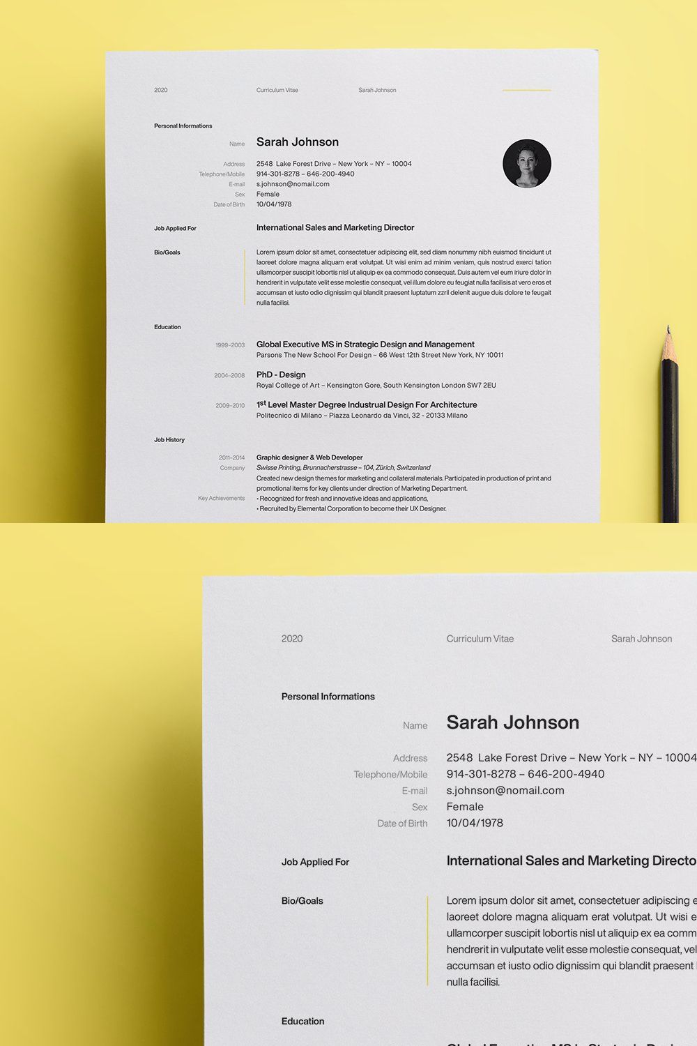 Pro Resume Template pinterest preview image.