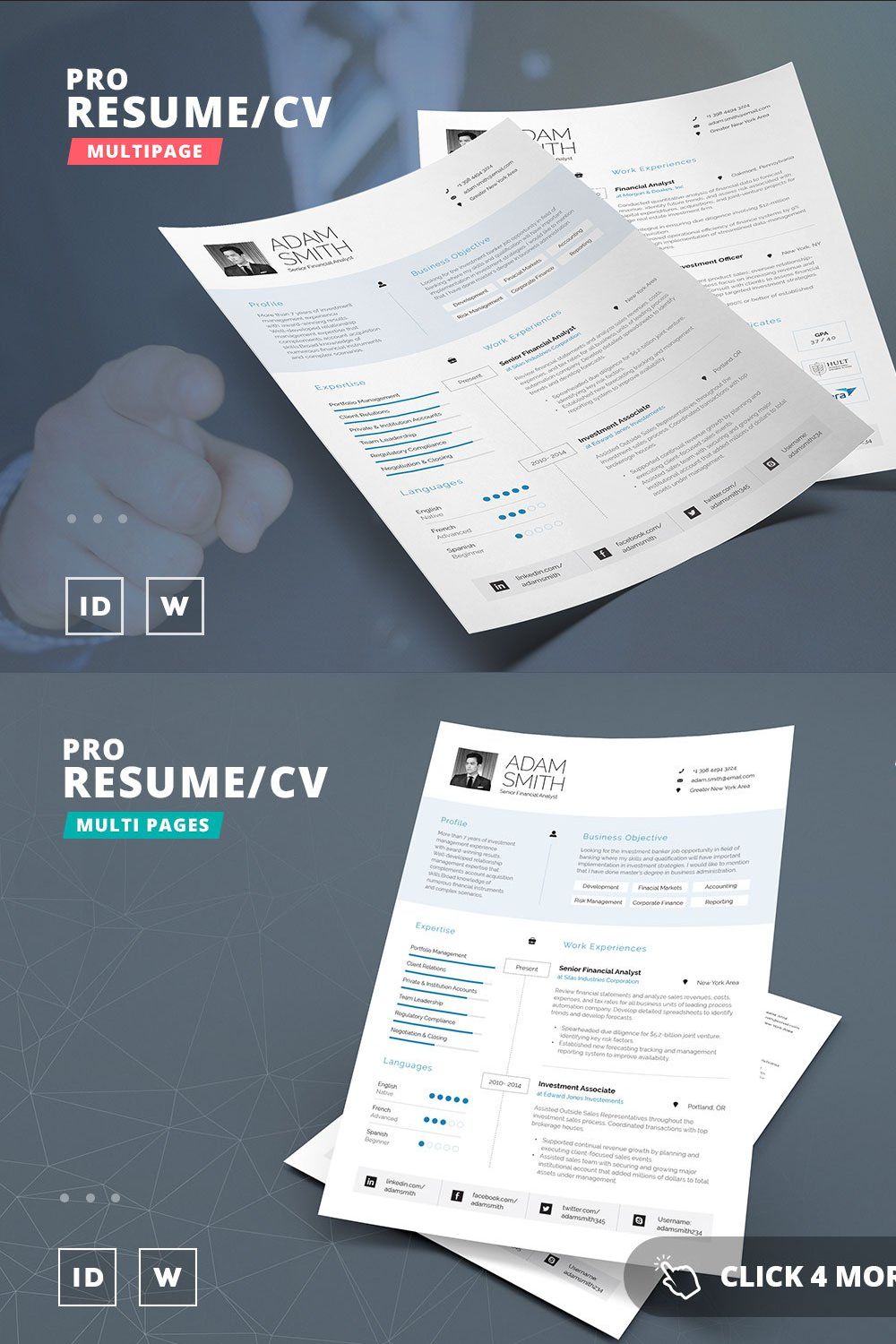 Pro Resume/Cv Template pinterest preview image.