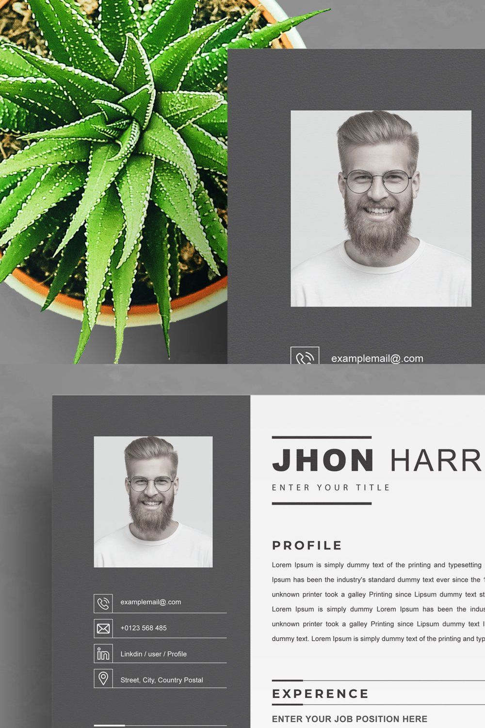 Professional Black Resume Template pinterest preview image.