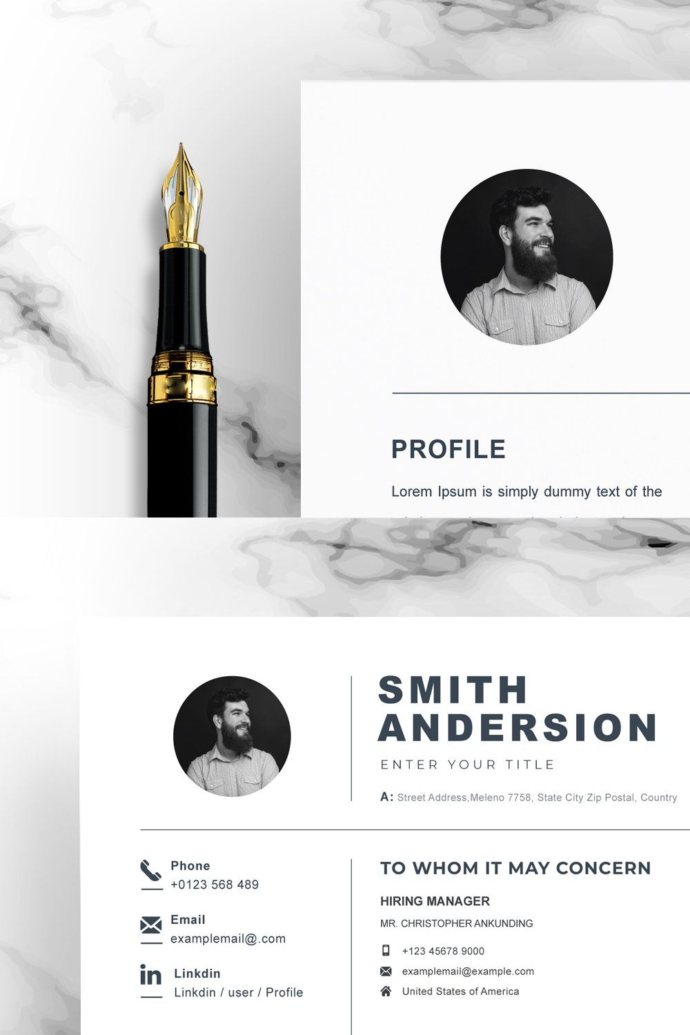 Professional Clean One Page Resume pinterest preview image.