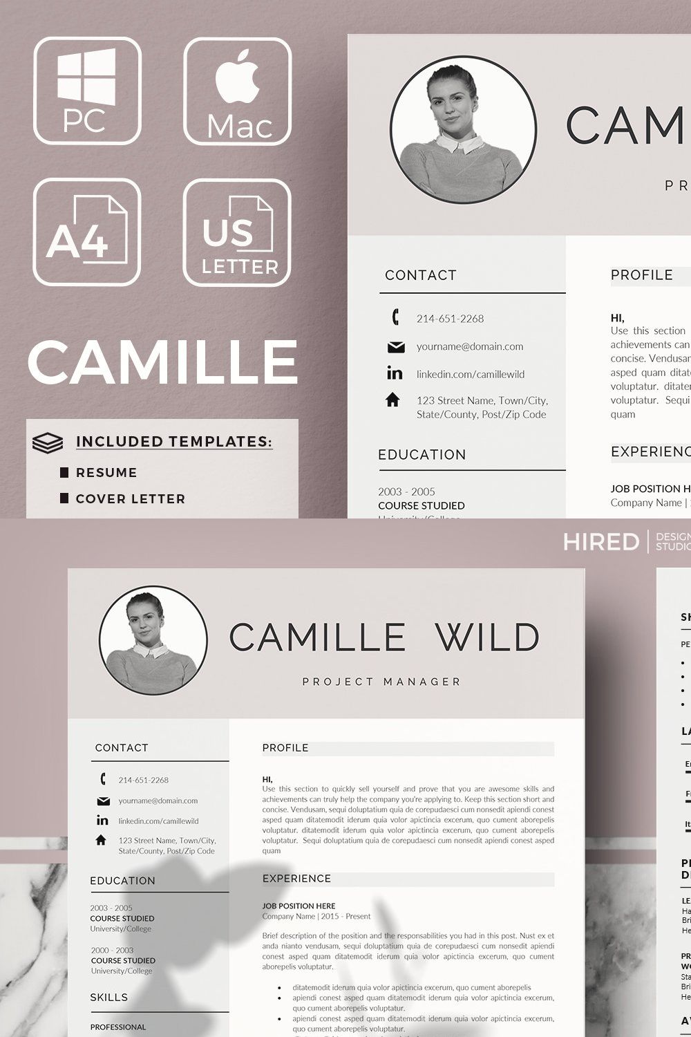 Professional CV for Project Manager pinterest preview image.
