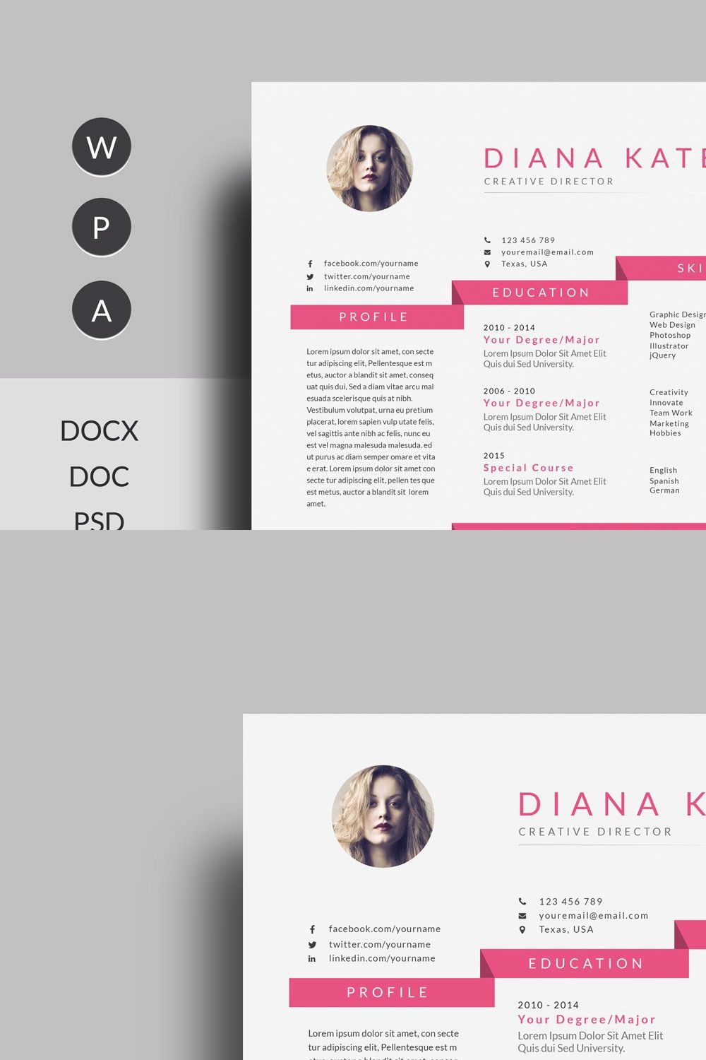 Professional Resume pinterest preview image.