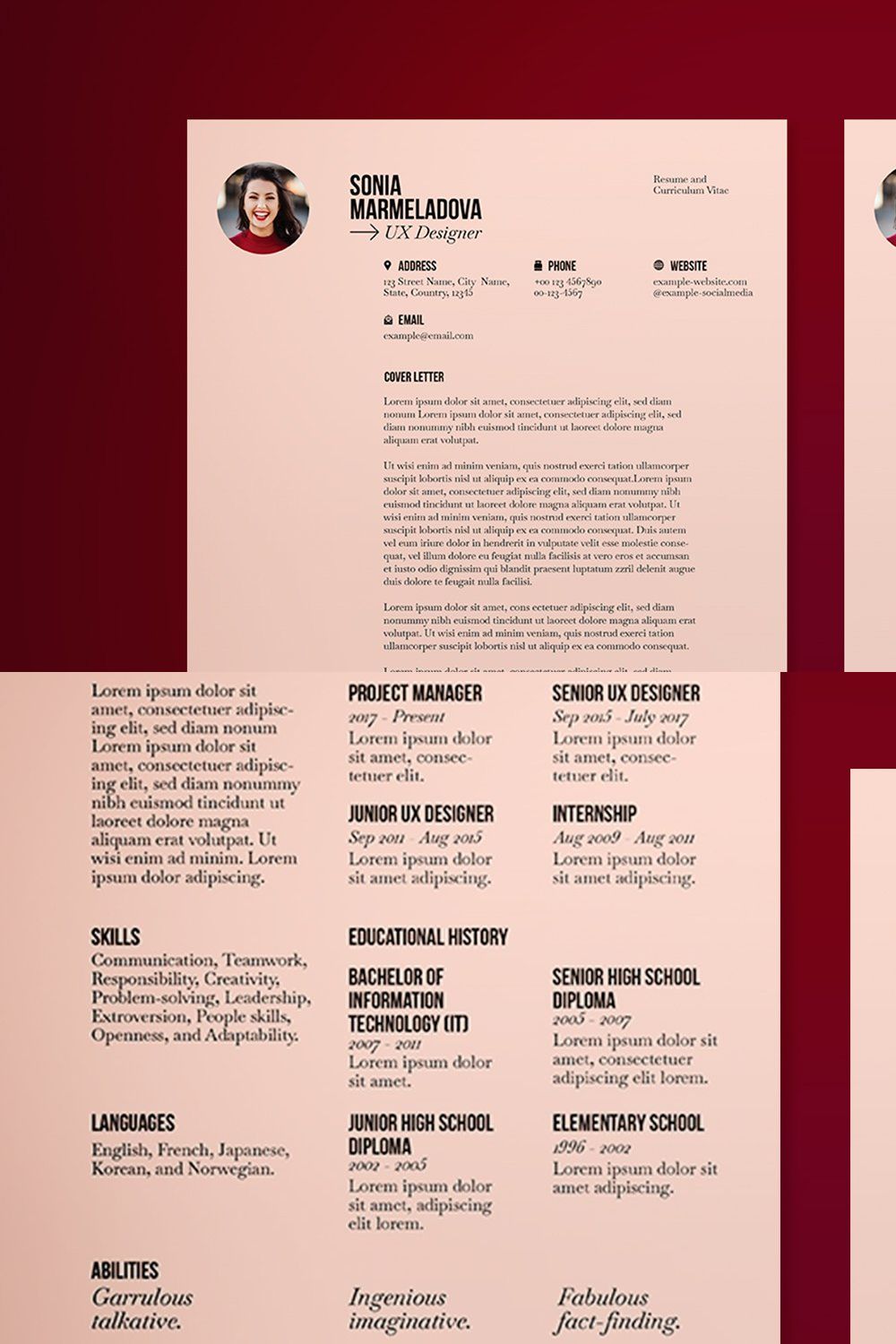 Professional Resume and Cover Letter pinterest preview image.