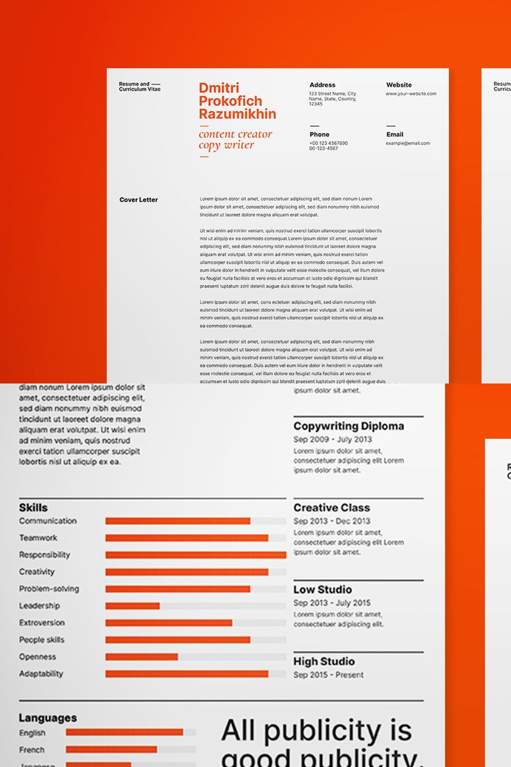 Professional Resume & Cover Letter pinterest preview image.