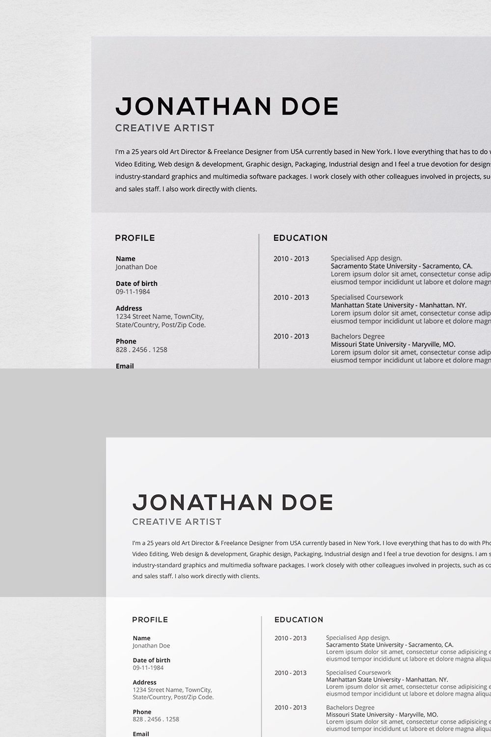 Professional Resume + Cover Letter 6 pinterest preview image.