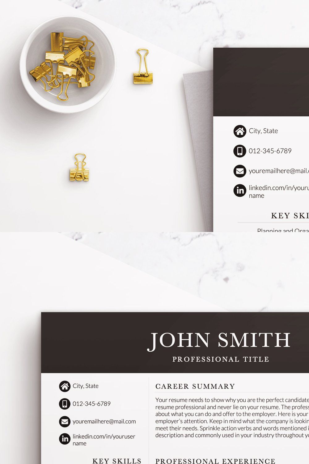 Professional Resume-CV Template pinterest preview image.
