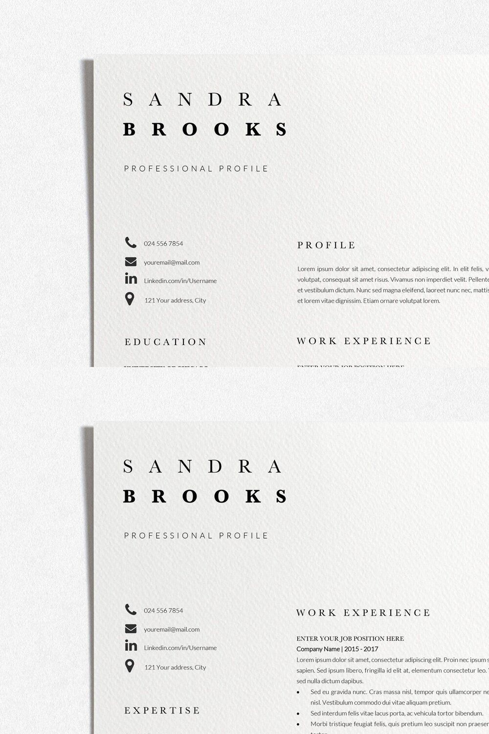 Professional Resume Design Word pinterest preview image.