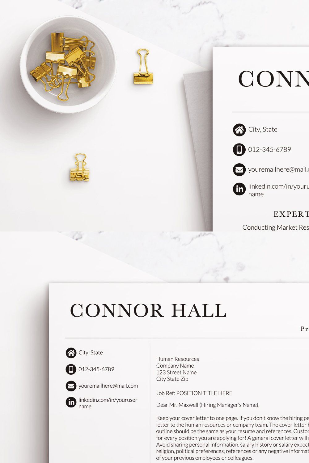 Professional Resume Page Simple CV pinterest preview image.