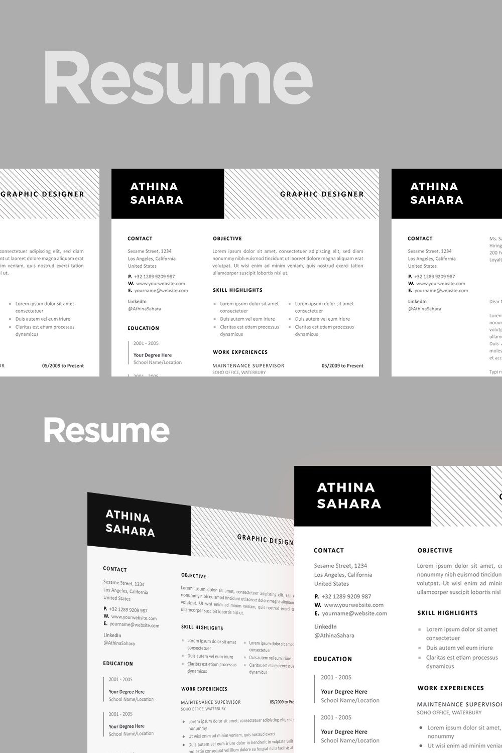 Professional Resume Template - 01 pinterest preview image.
