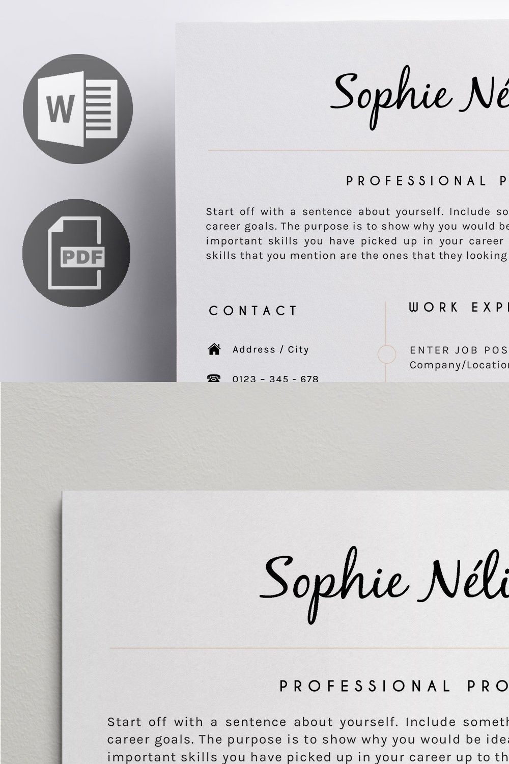 Professional Resume Template pinterest preview image.