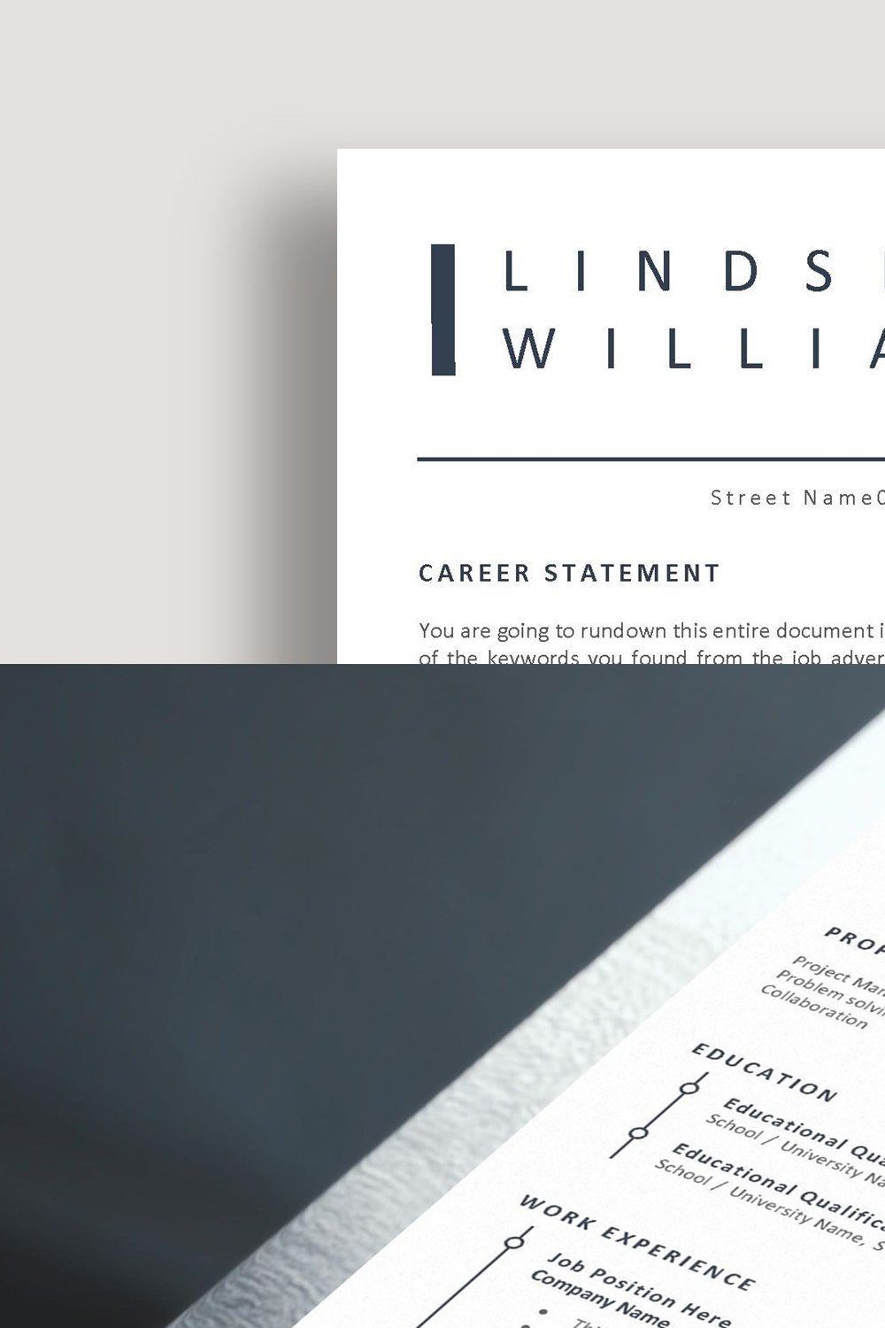 Professional Resume Template ATS pinterest preview image.