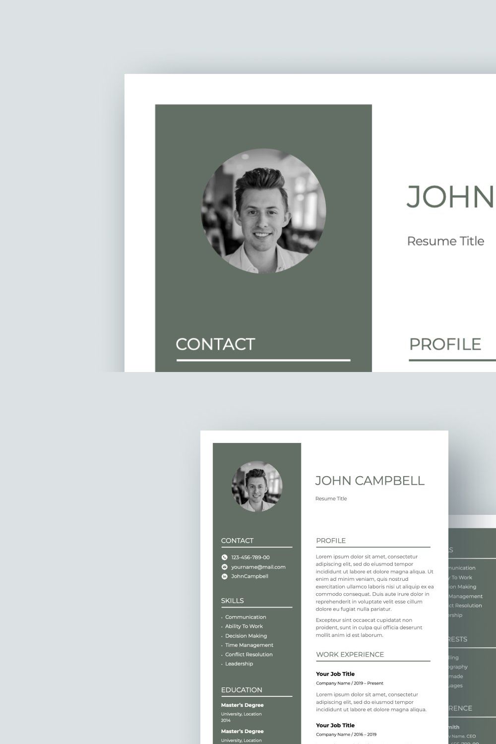 Professional Resume Template CV pinterest preview image.