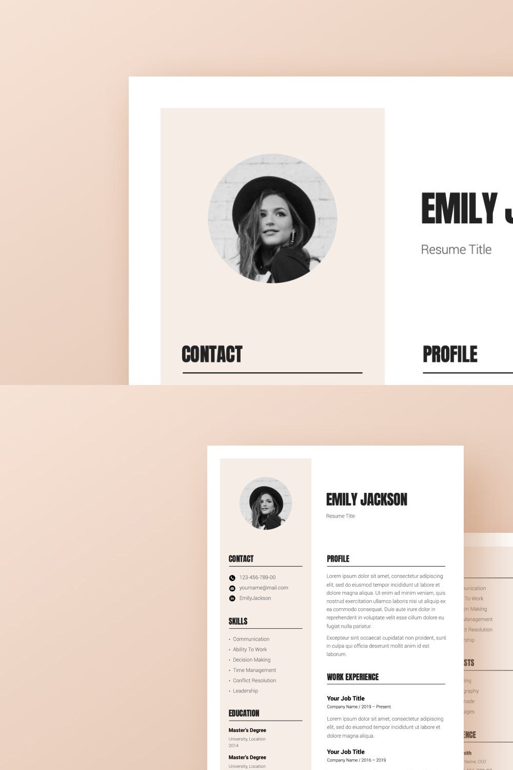 Professional Resume Template CV pinterest preview image.
