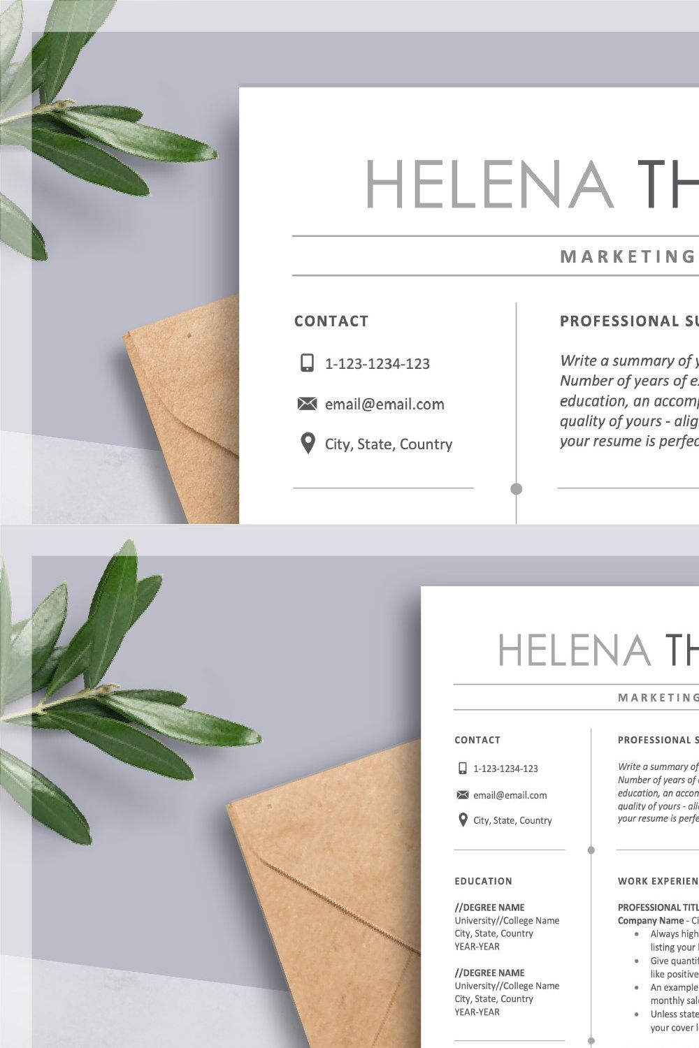 Professional Resume Template Design pinterest preview image.