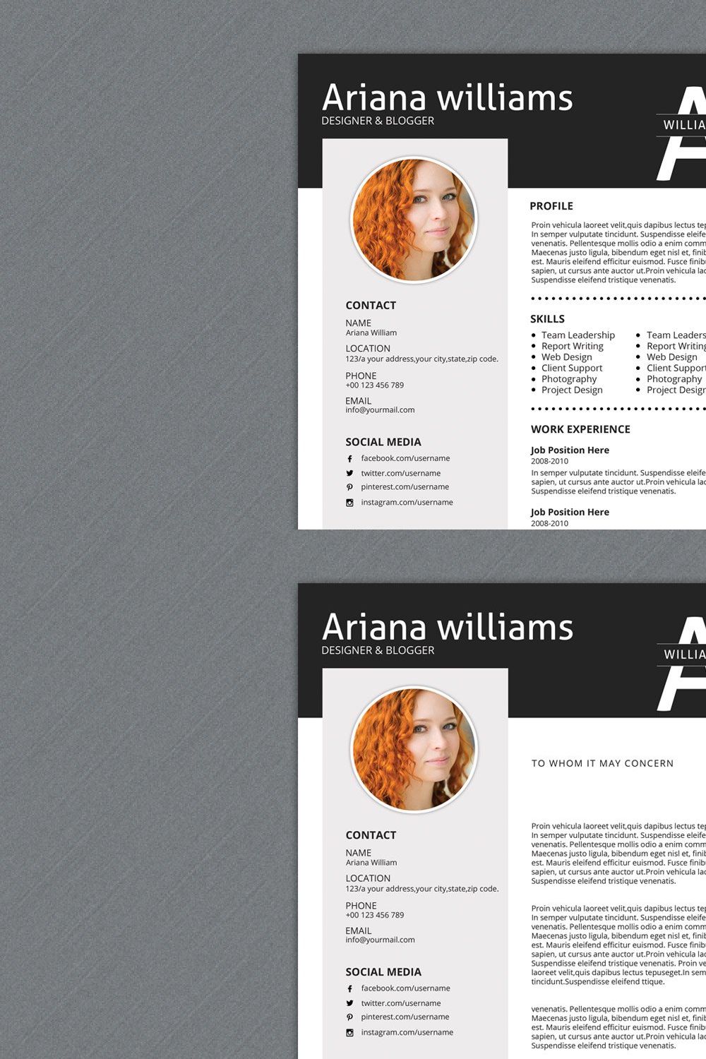 Professional Resume Template | V016 pinterest preview image.