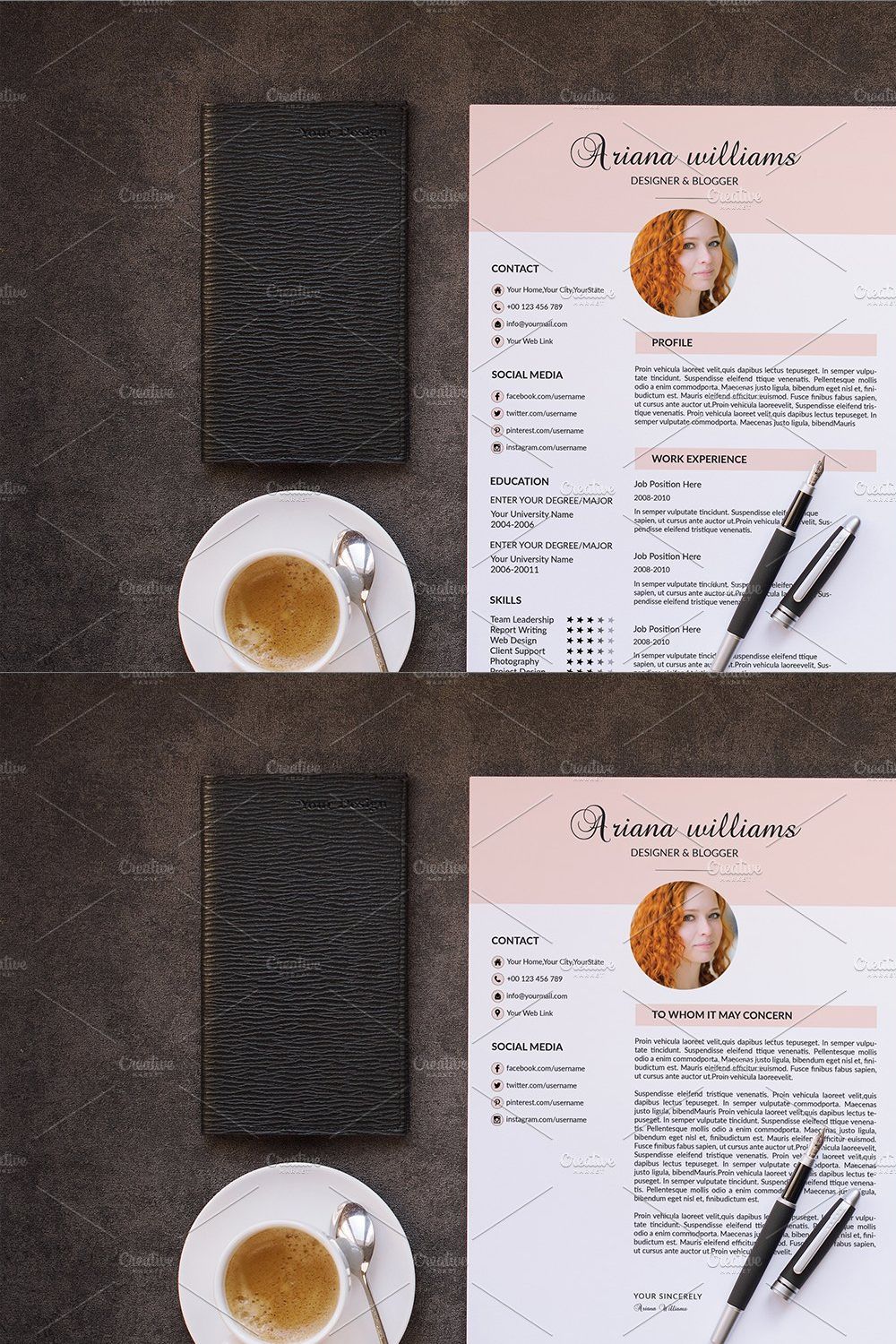 Professional Resume Template-V022 pinterest preview image.