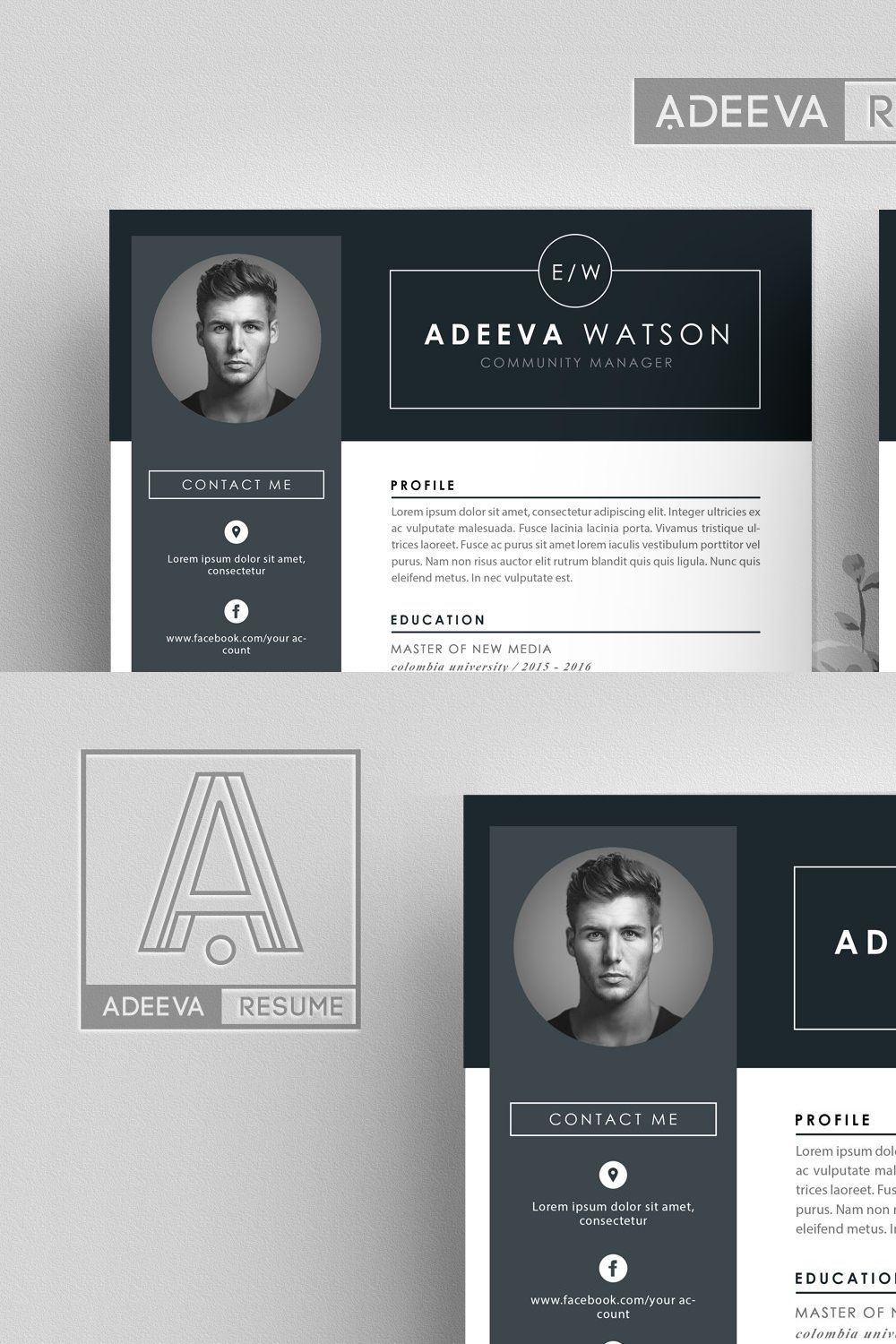 Professional Resume Template Watson pinterest preview image.