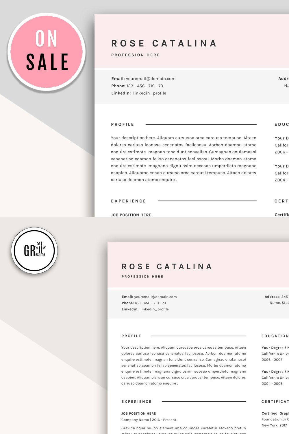 Professional Resume Template - Word pinterest preview image.