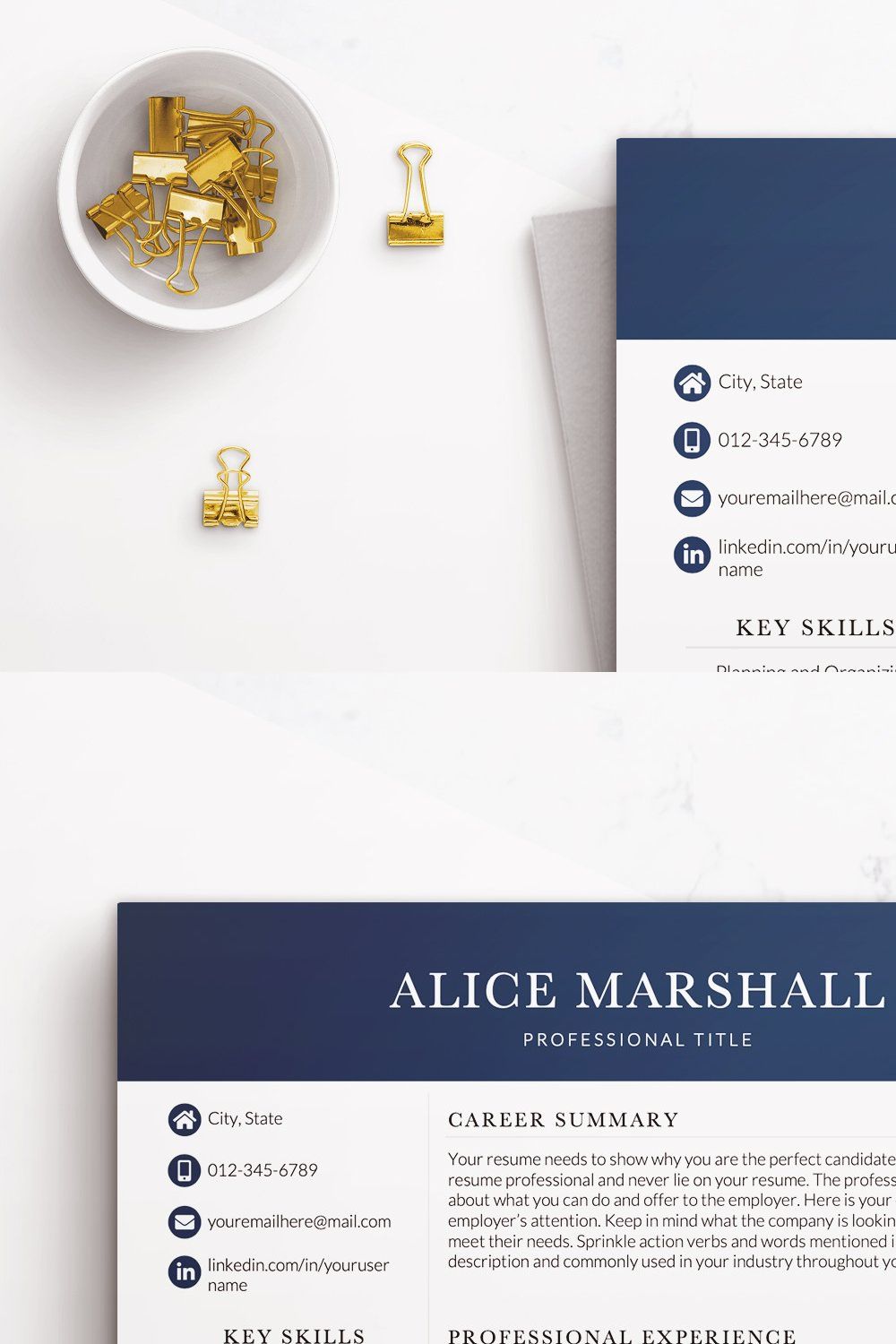 Professional Resume Template Word pinterest preview image.