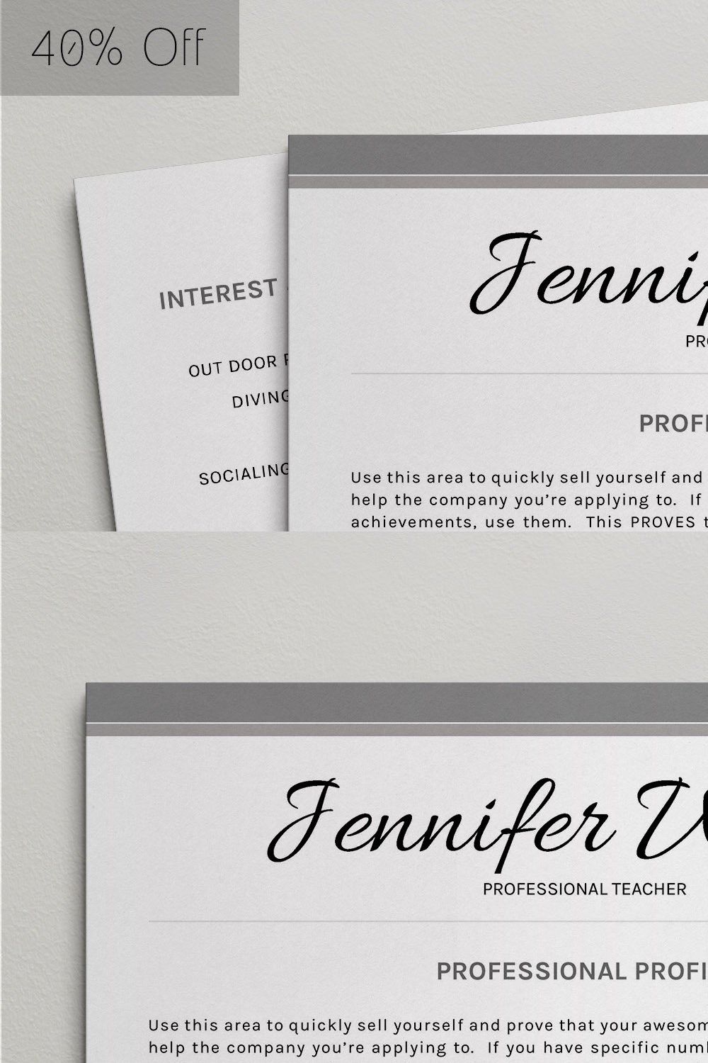 Professional Resume Templates pinterest preview image.